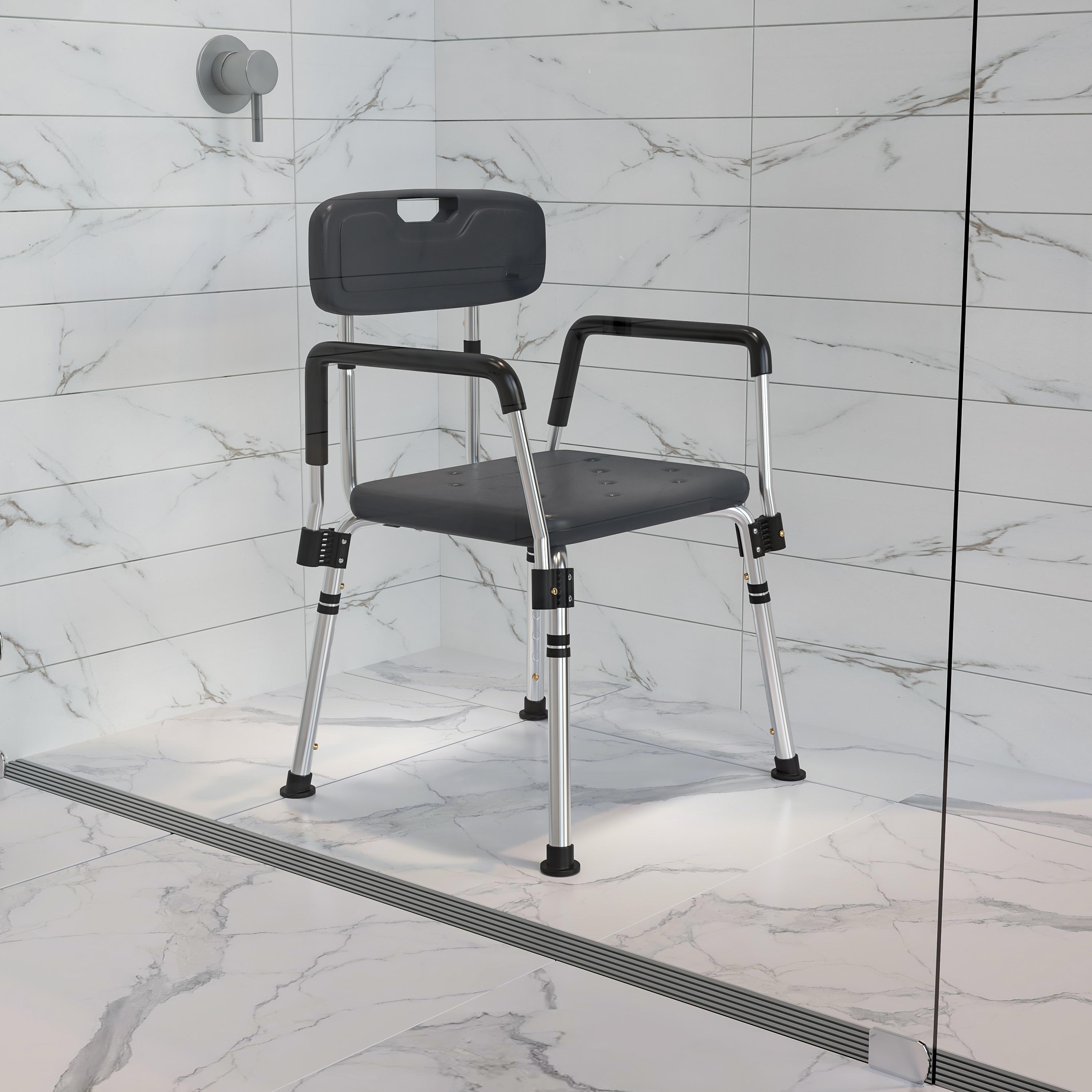 Jane Aluminum Height Adjustable Bath and Shower Chair by Flash Furniture