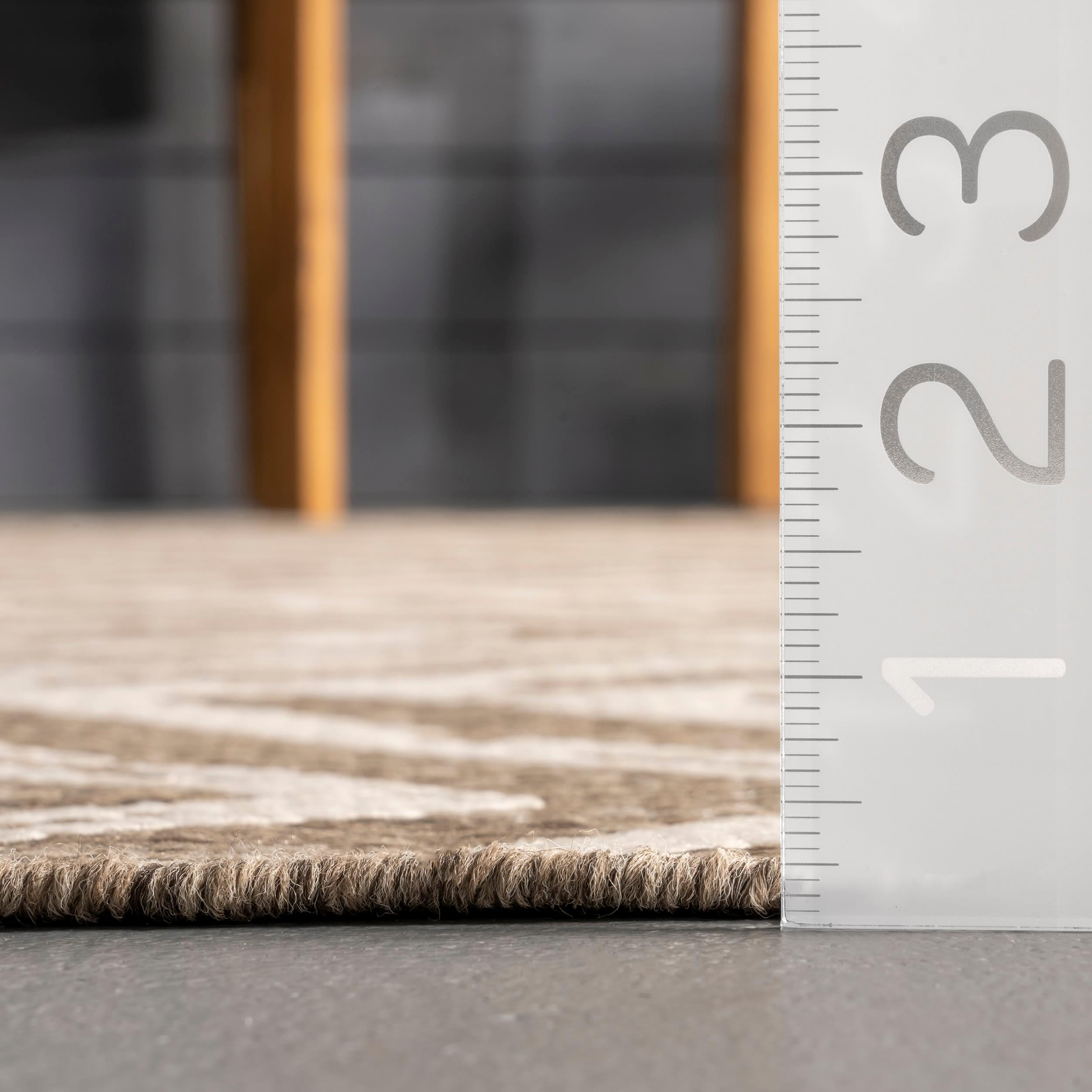 Nuloom Macklin Herringbone 5x8 Indoor/Outdoor Area Rug for Living Room Patio Deck Front Porch Kitchen, Brown/Ivory