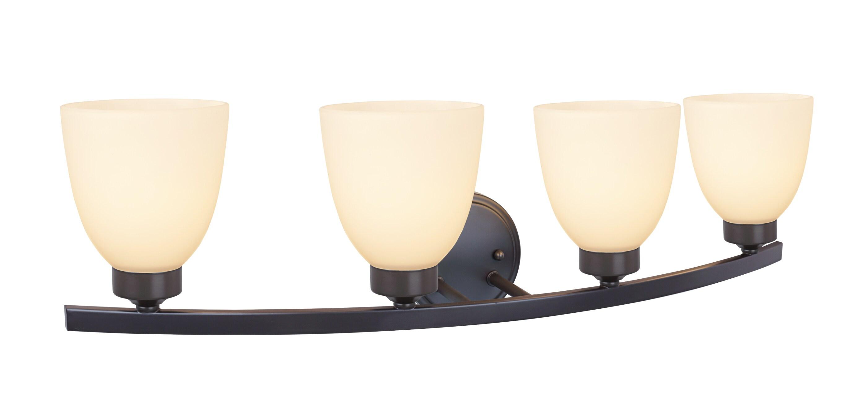 Oil Rubbed Bronze 4-Light Vanity Fixture with Frosted Glass Shades