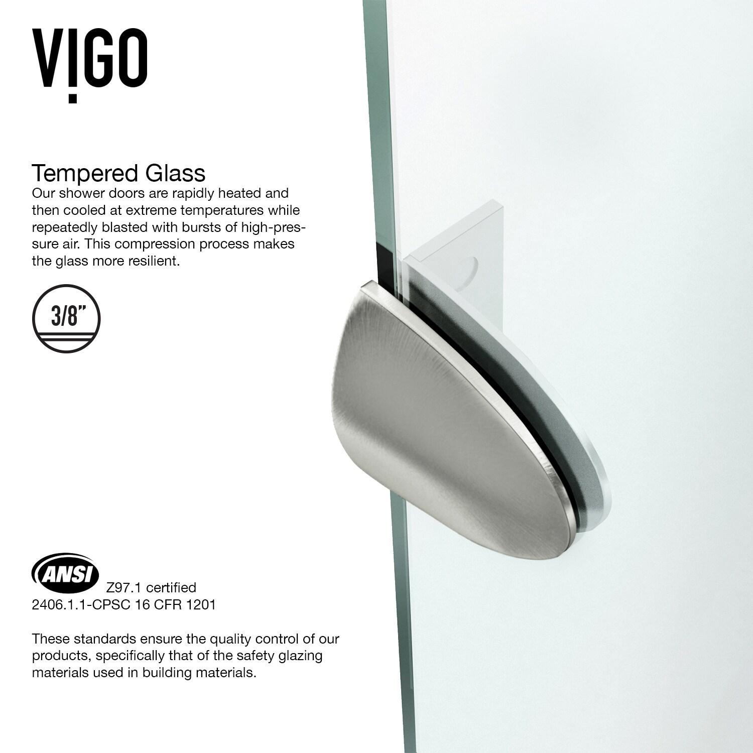 VIGO Verona 38" W x 38" D x 77" H Hinged Frameless Shower Enclosure with 3/8  Clear Glass&Base VG6061CHCL38WS