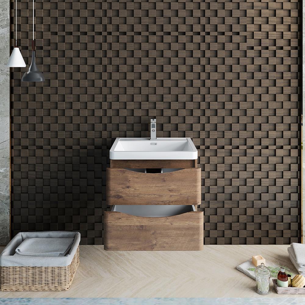 Tuscany 24" Wall Mount Modern Bathroom Vanity with Integrated Single Sink - Faucet Not Included