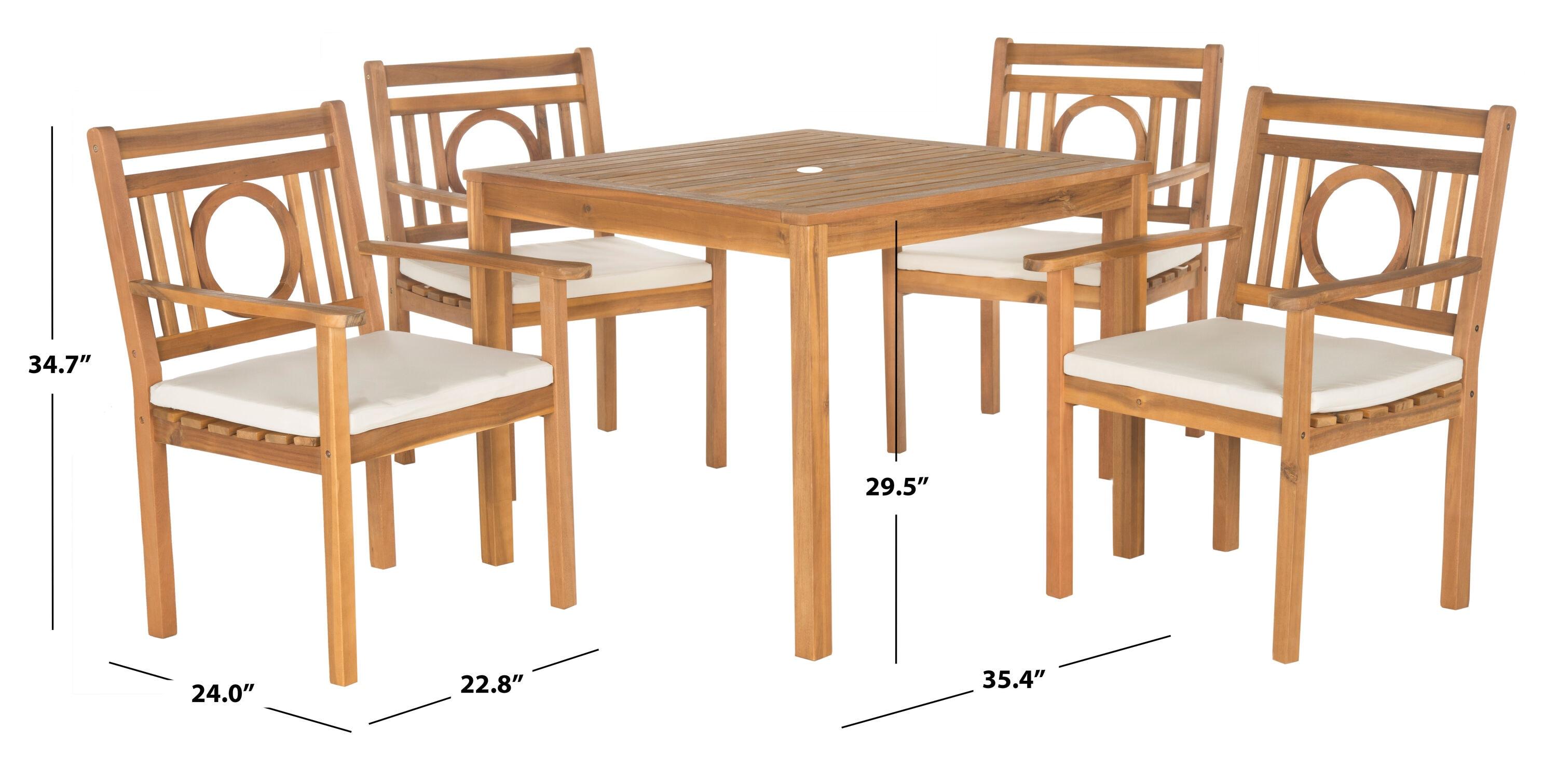 Montclair 5 Piece Patio Outdoor Dining Set - Natural/Beige - Safavieh.