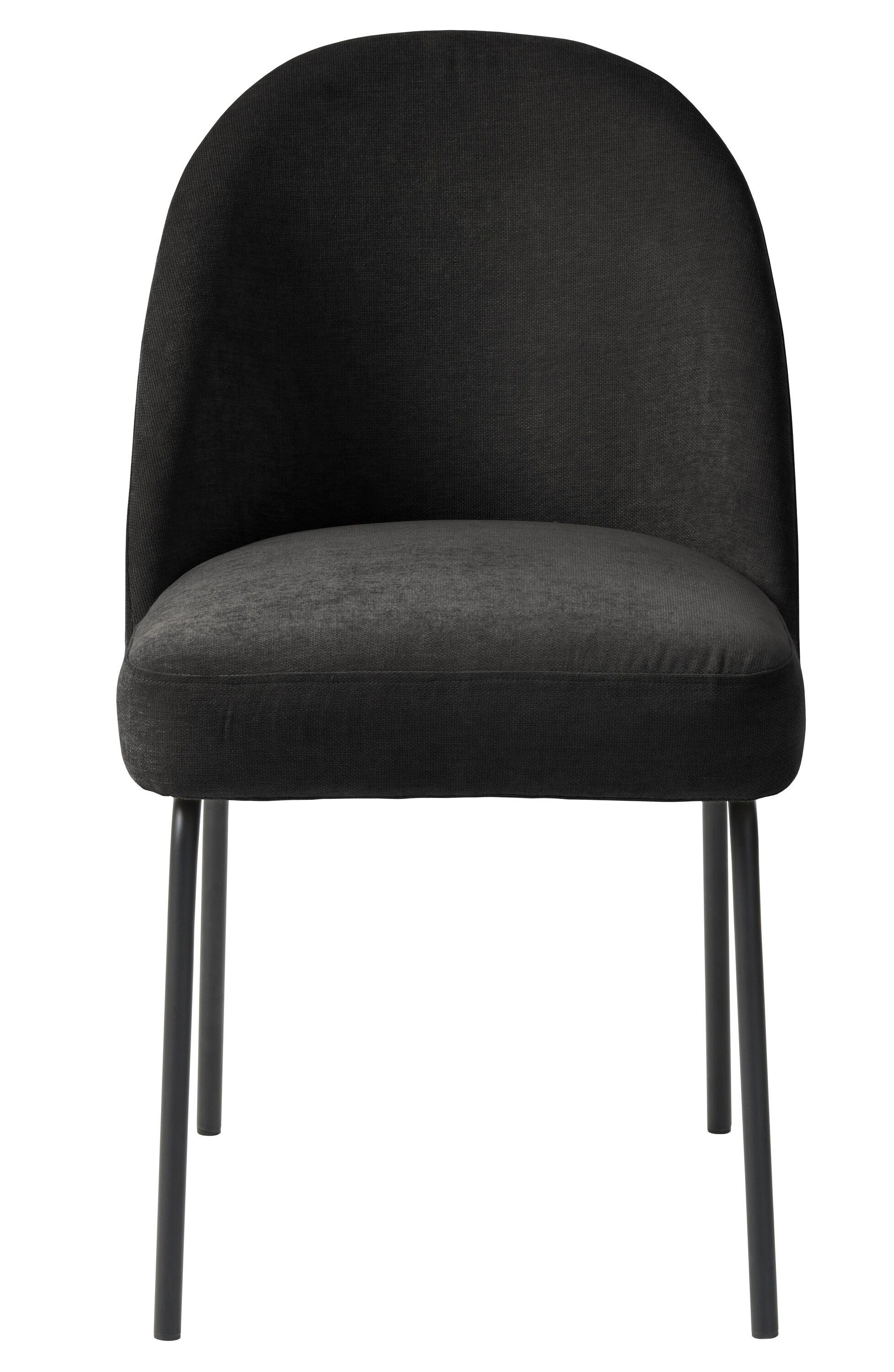 Unique Furniture Chenille Fabric Dining Chair in Charcoal/Black (Set of 2)
