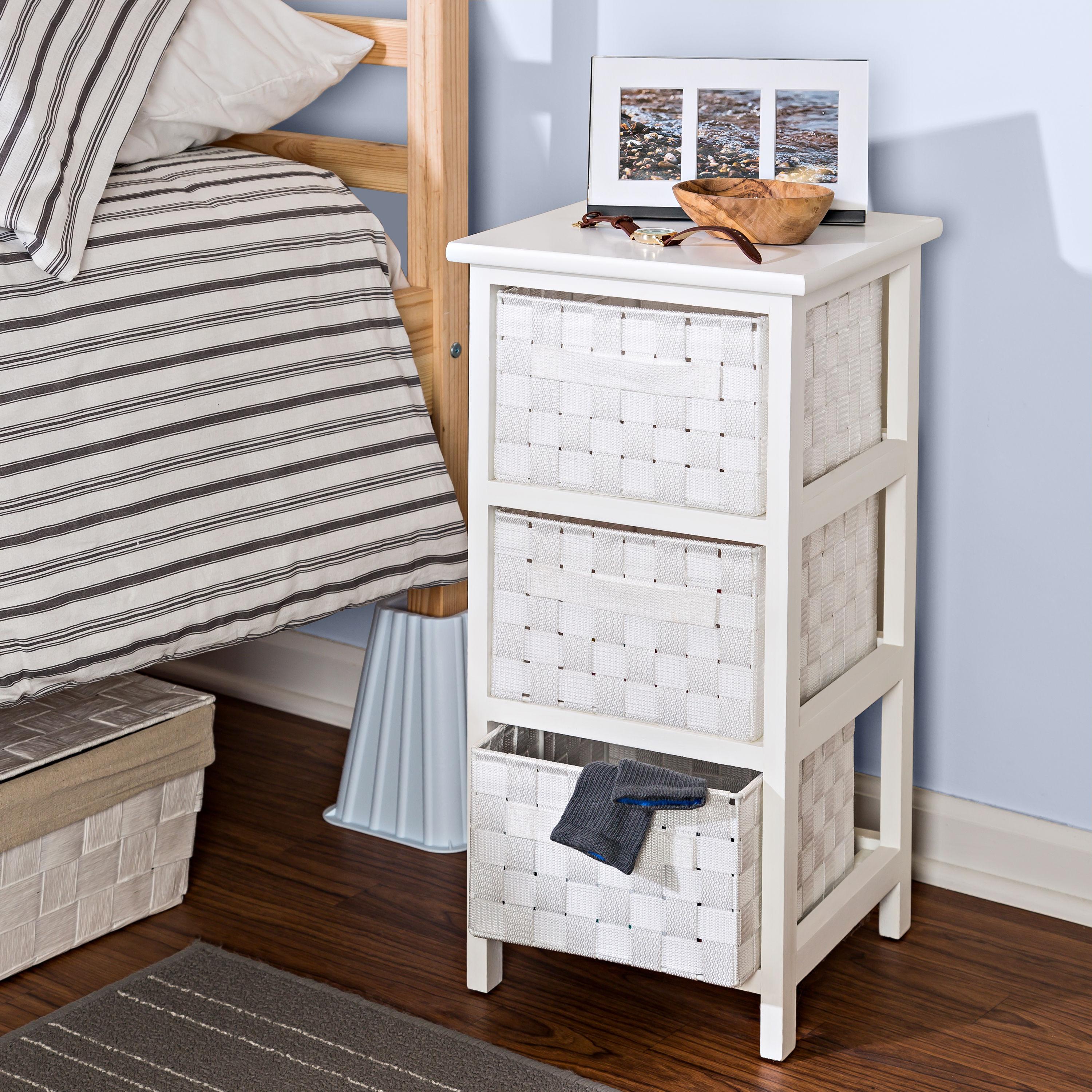 Honey-Can-Do 3 Drawer Chest White: Decorative Storage Drawers, Wood Surface, 24" Height, 12" Depth, 3 Shelves