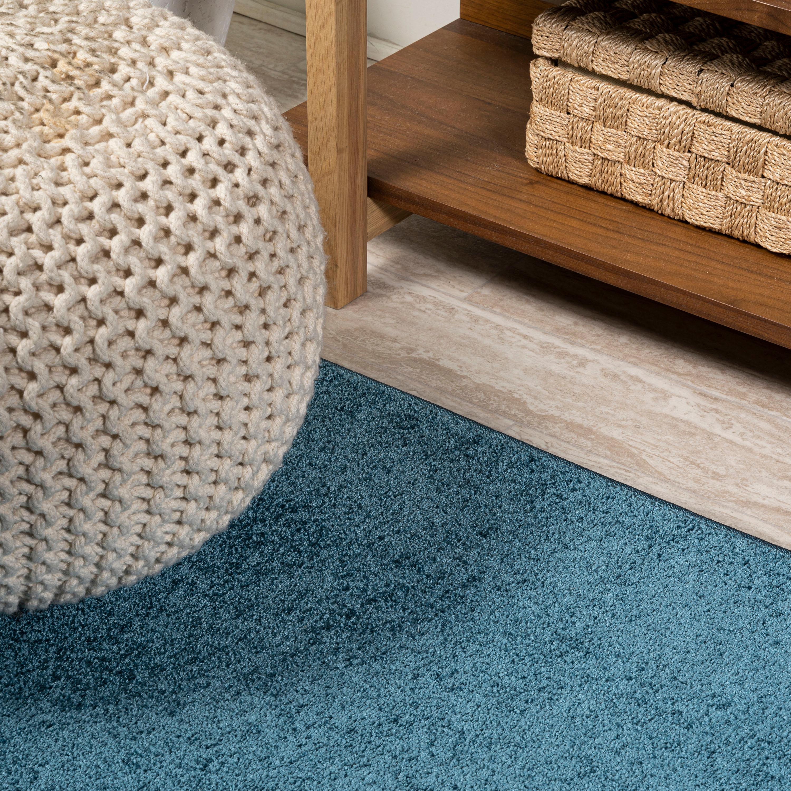 8'x10' Haze Solid Low-Pile Area Rug, Turquoise - JONATHAN Y