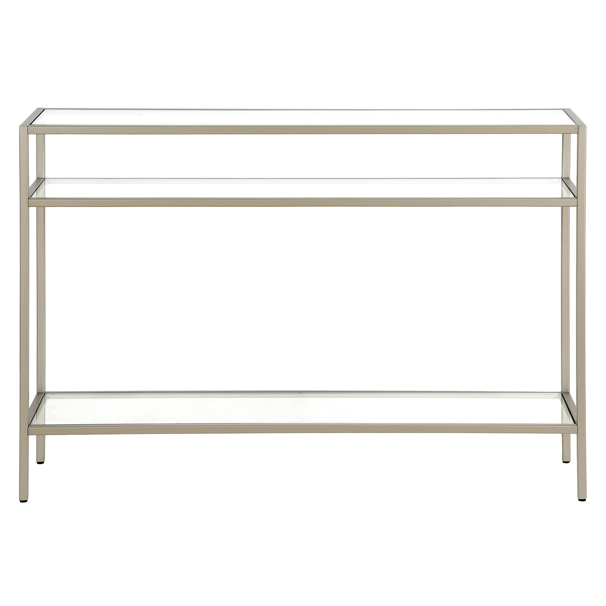 Evelyn&Zoe Siviline 42" Wide Rectangular Console Table, Satin Nickel