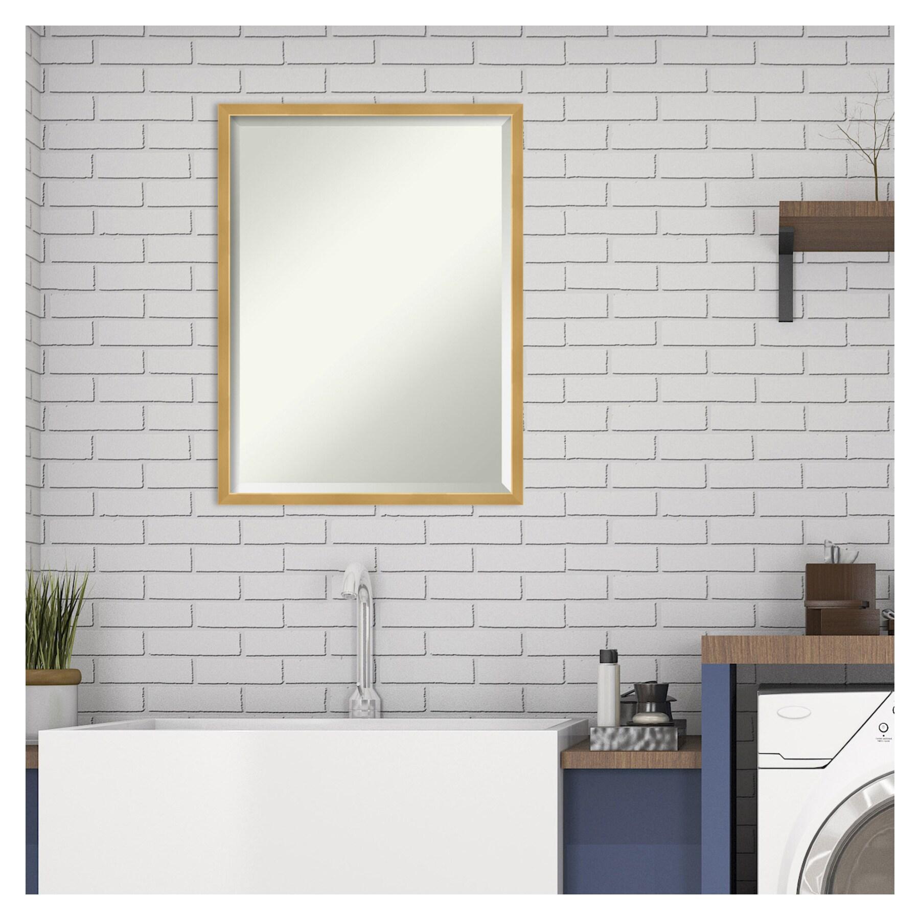 Amanti Art Svelte Polished Gold Beveled Wood Wall Mirror 25.5 x 19.5 in.