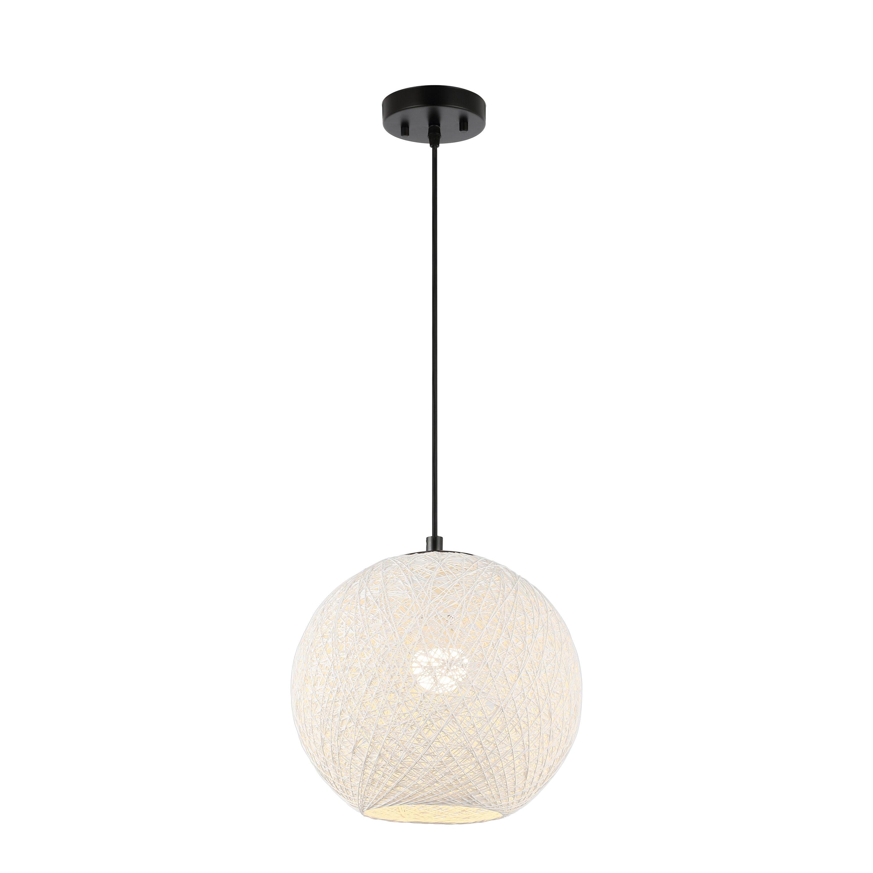 Isla Jade 12" Lacey Bohemian Minimalist Iron/Rope Woven Globe LED Pendant White/Black : 20x20 Inch Polyester, Machine Washable Cloth Napkins