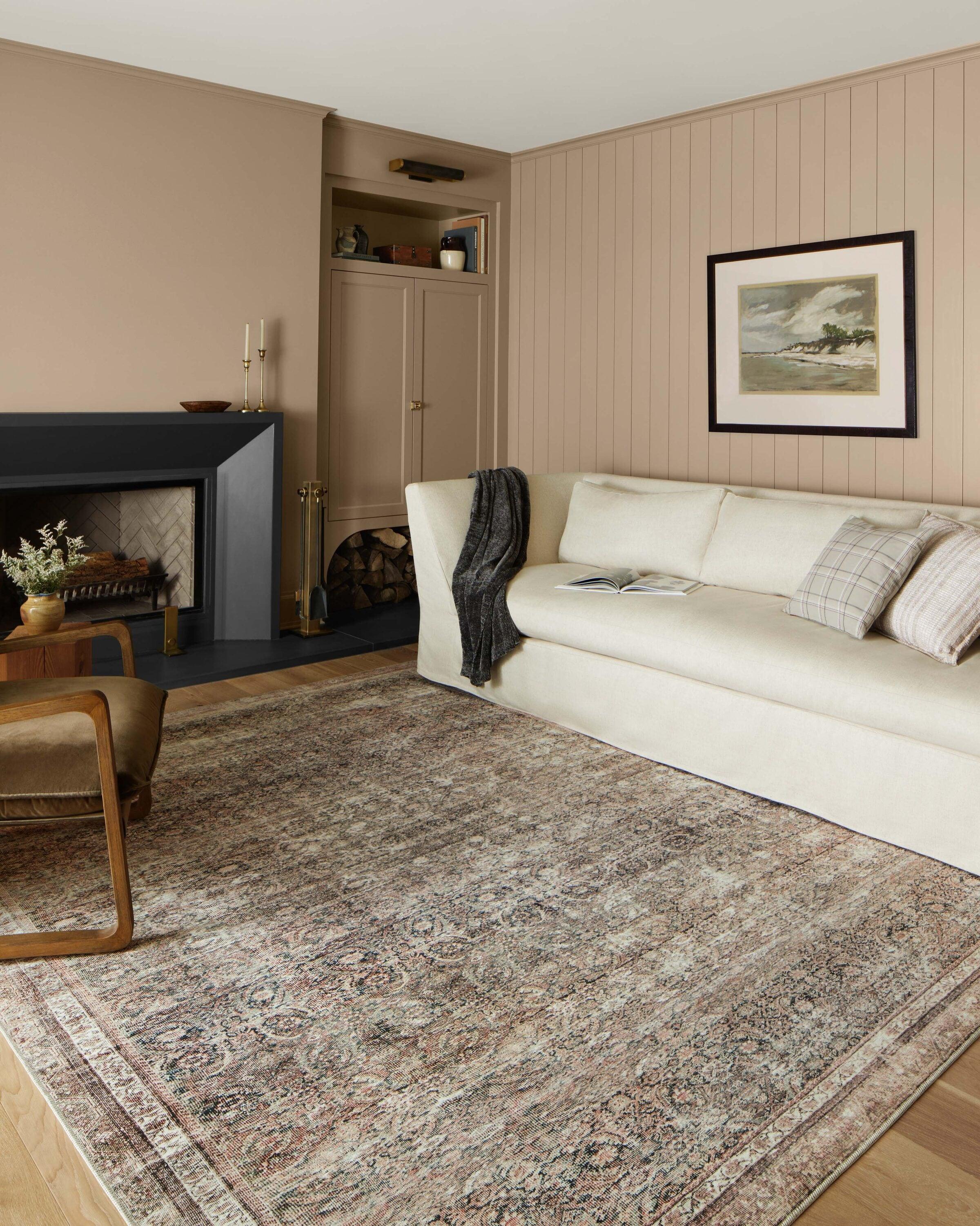 Jules Oriental Power Loomed Polyester Area Rug in Ink / Terracotta
