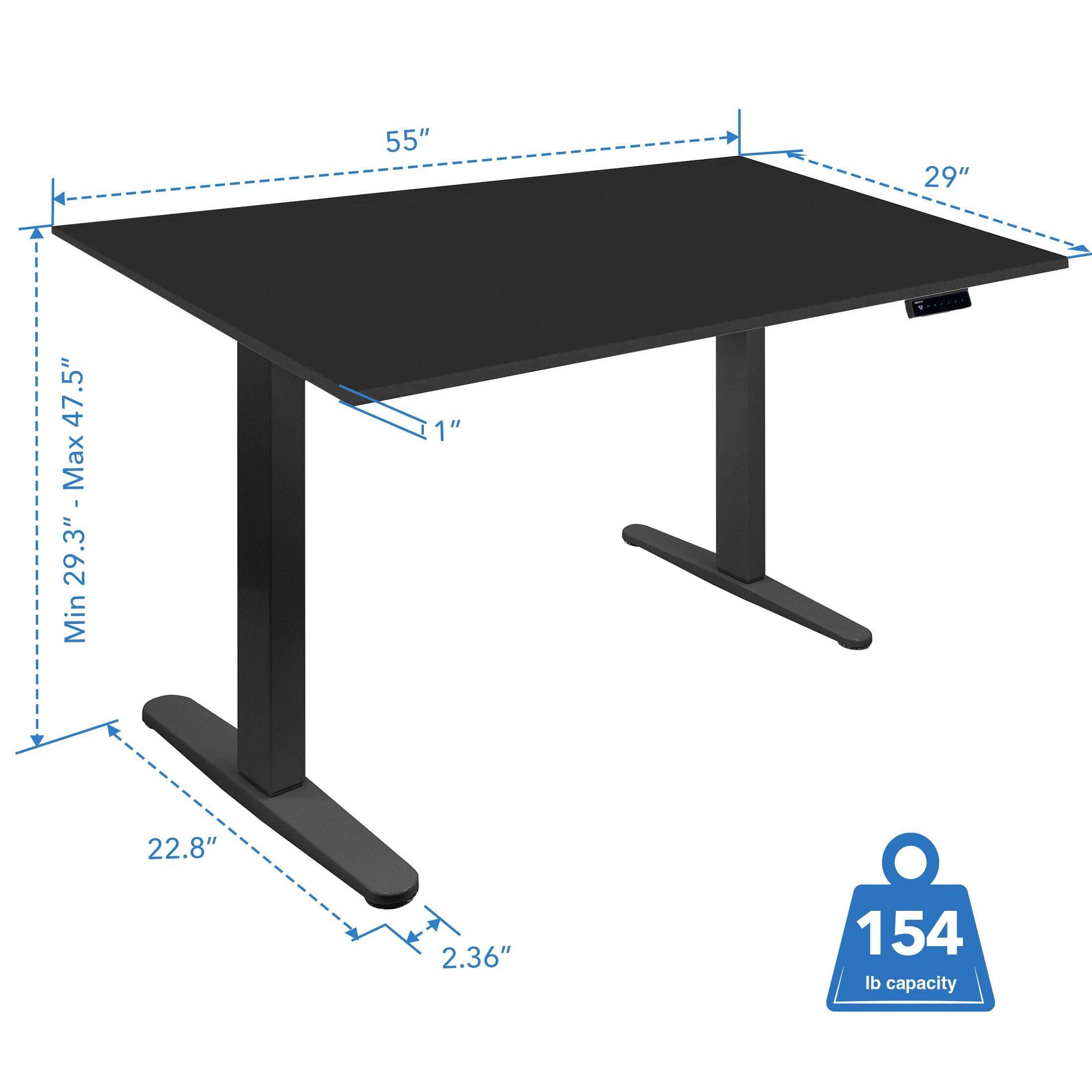Mount-It! Height Adjustable Electric Sit-Stand Black Desk with Black Tabletop