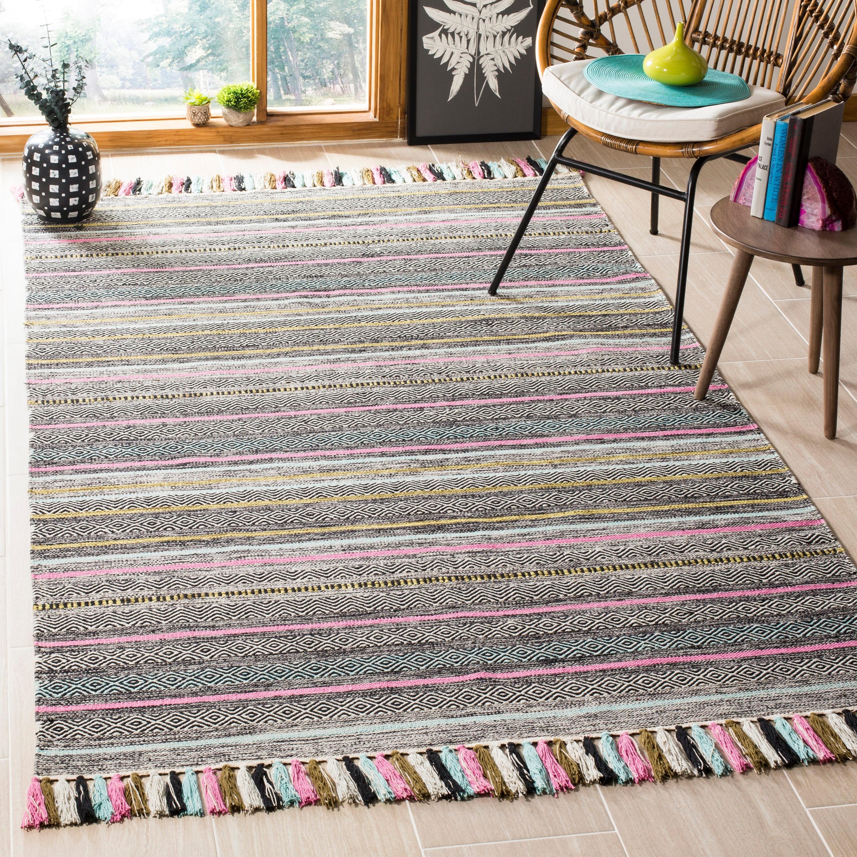 Montauk MTK901 Hand Woven Indoor Accent Rug - Black/Multi - 2'6"x4' - Safavieh.