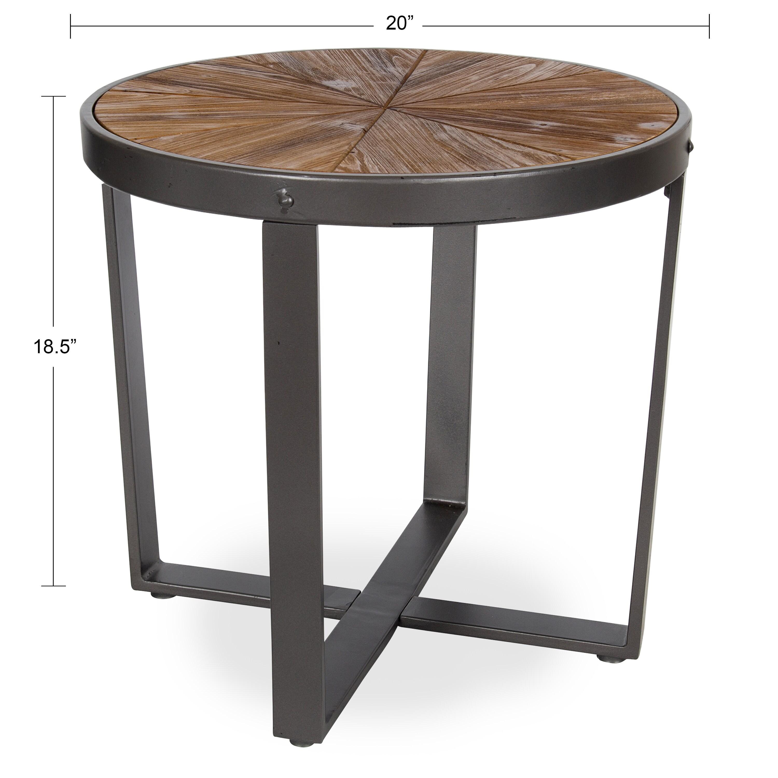 Kate and Laurel Gerhardt Round Metal Side Table, 20x20x18.5, Brown and Gray