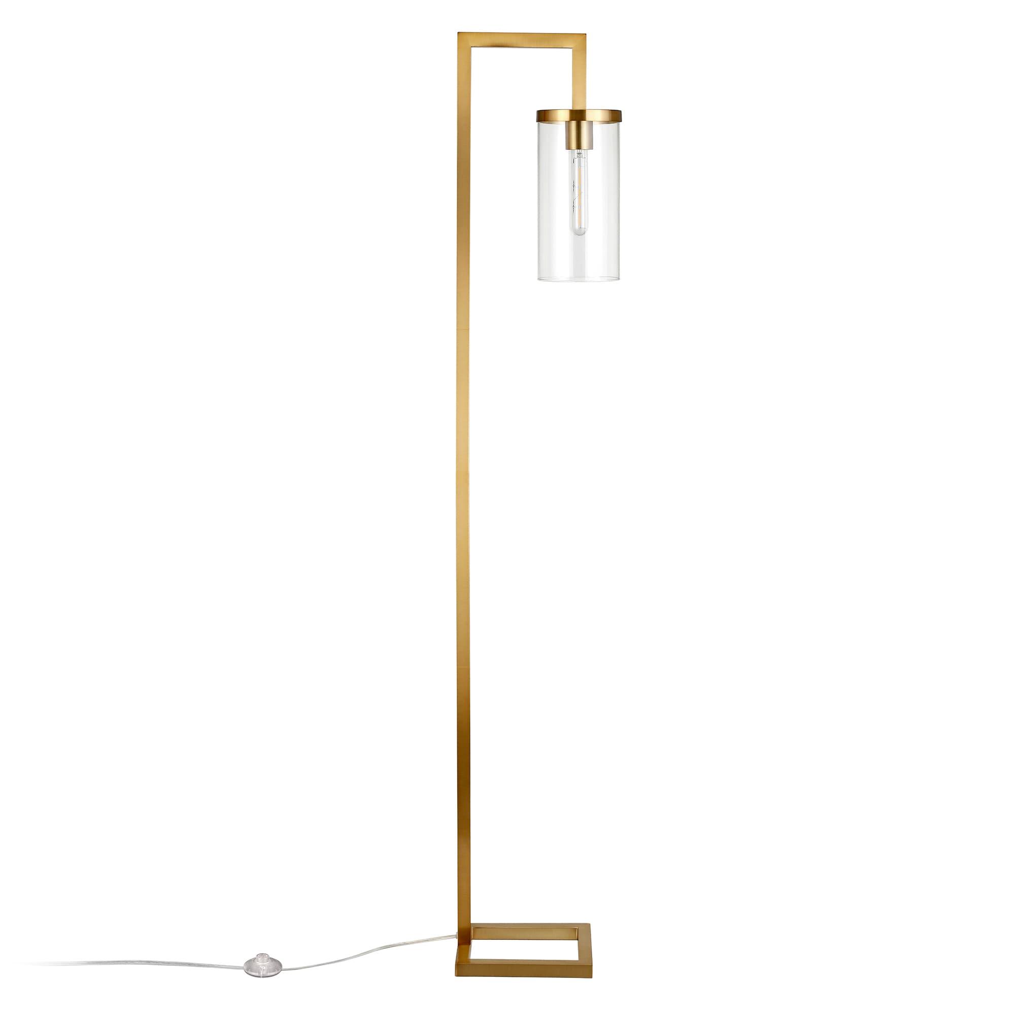 Evelyn&Zoe Malva 67.75" Tall Floor Lamp with Glass shade in Brass/Clear