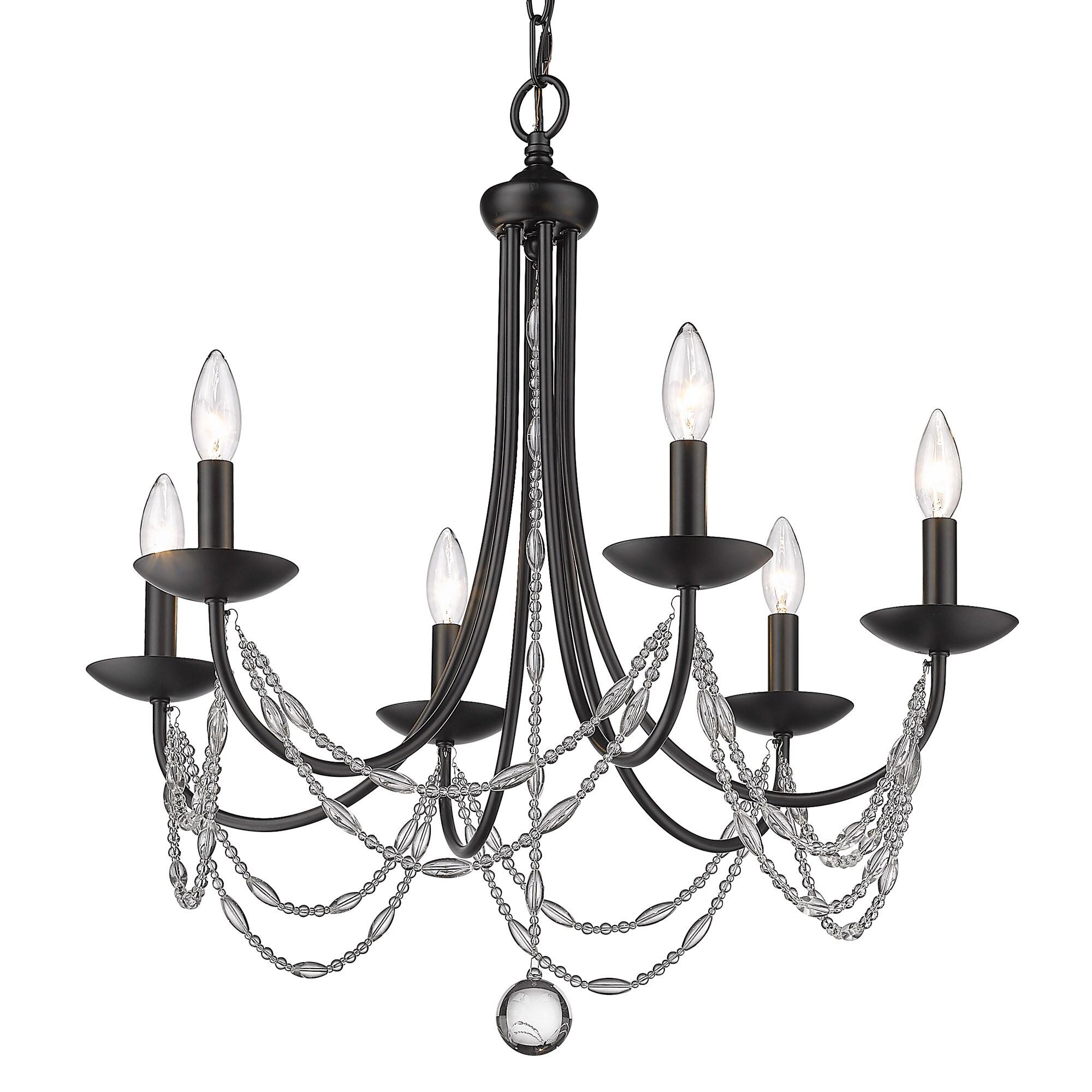 Golden Lighting Mirabella 6-Light Chandelier in Matte Black