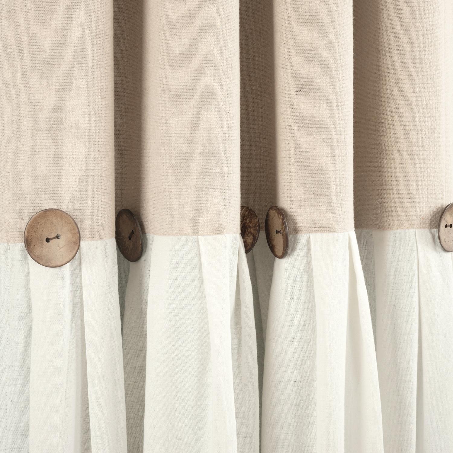 Linen Button Cotton Blend Blackout Curtain Panel