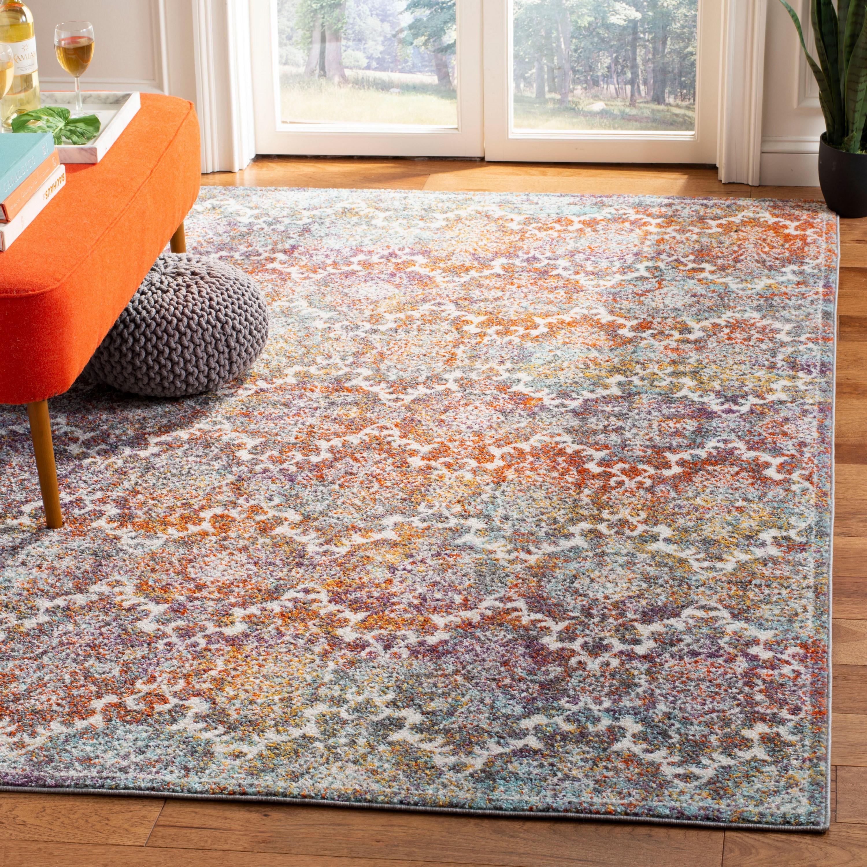 Light Gray and Rust Reversible Synthetic Area Rug, 3' x 5'