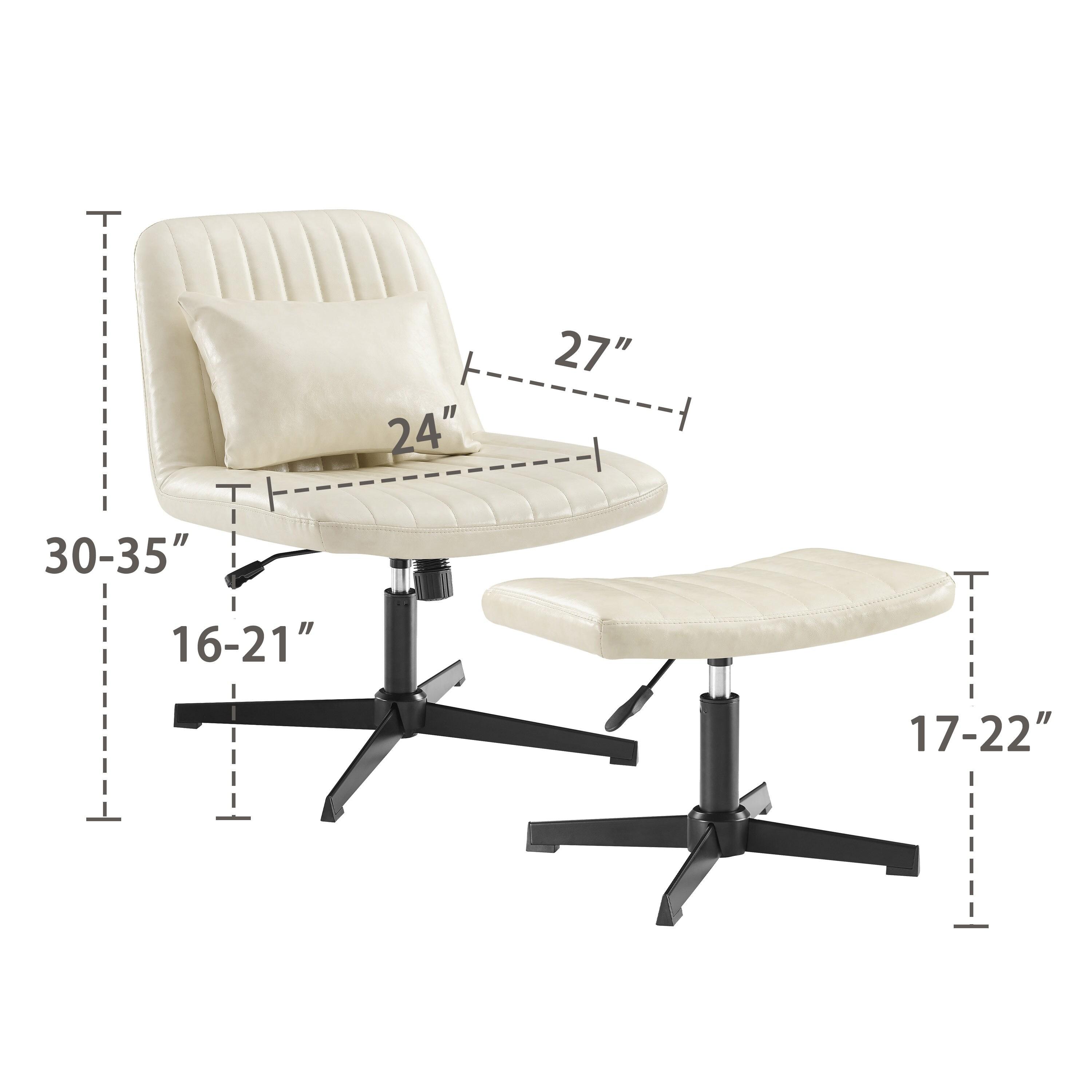 Art Leon Accent Chair with Ottoman,360 Degree Swivel Reading Chair for Bedroom Livingroom, Faux Leather Height Adjustable, Off-White