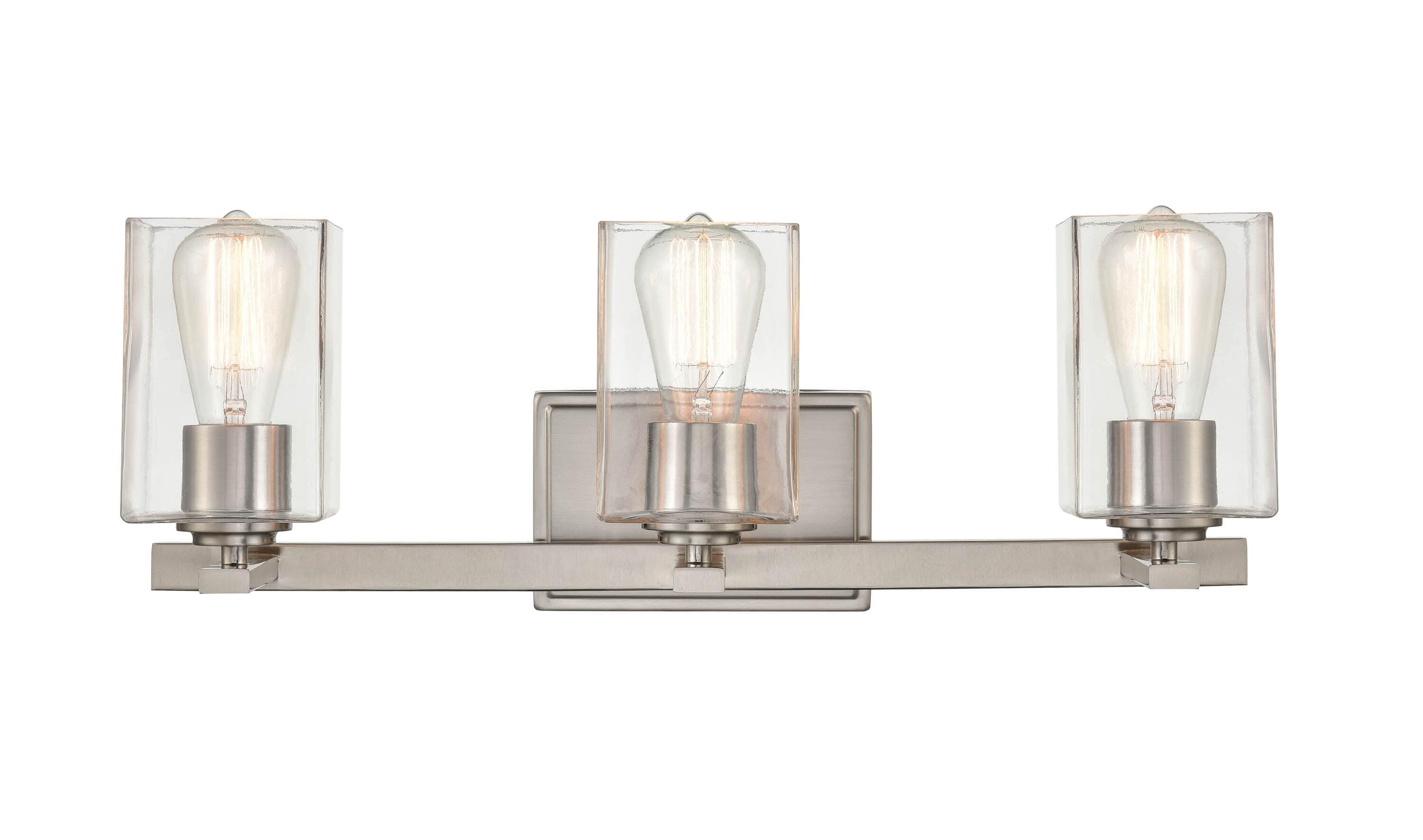 Millennium Lighting 929 Lighting 3 Light Bathroom Vanity Fixture with Clear Glass Shades Brushed Nickel Nickel Brushed