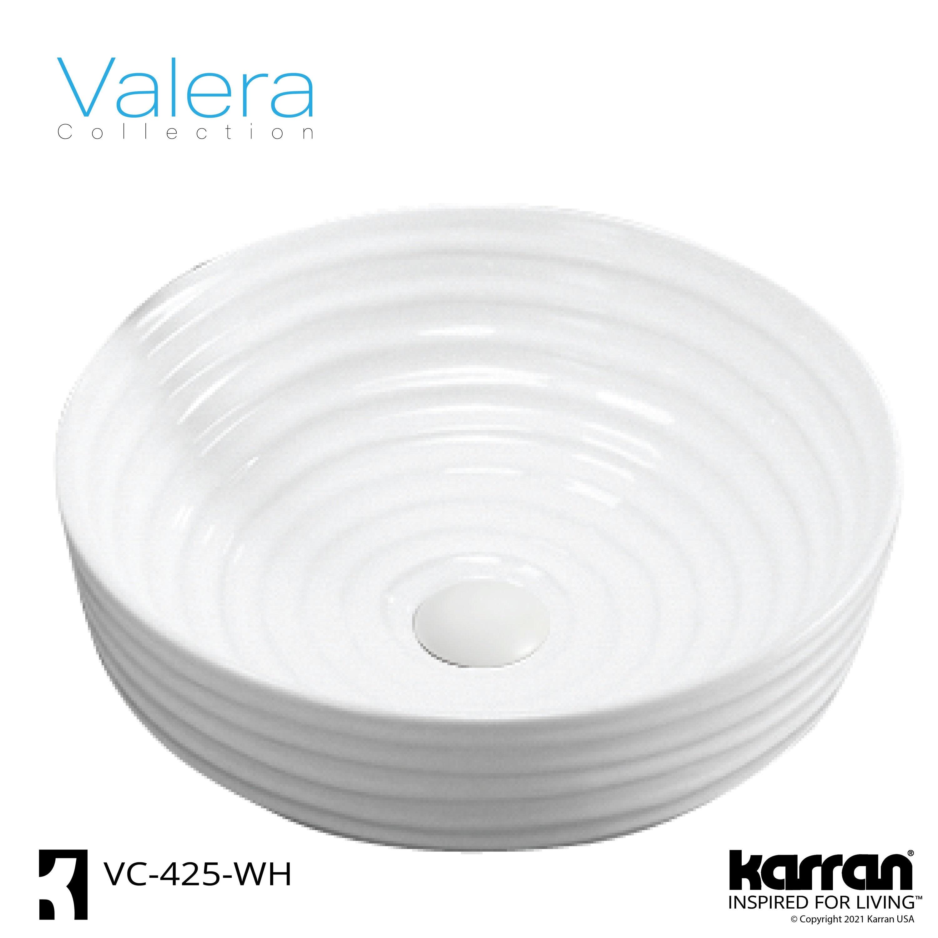 Karran Valera 16 In. Vitreous China Round Vessel Bathroom Sink