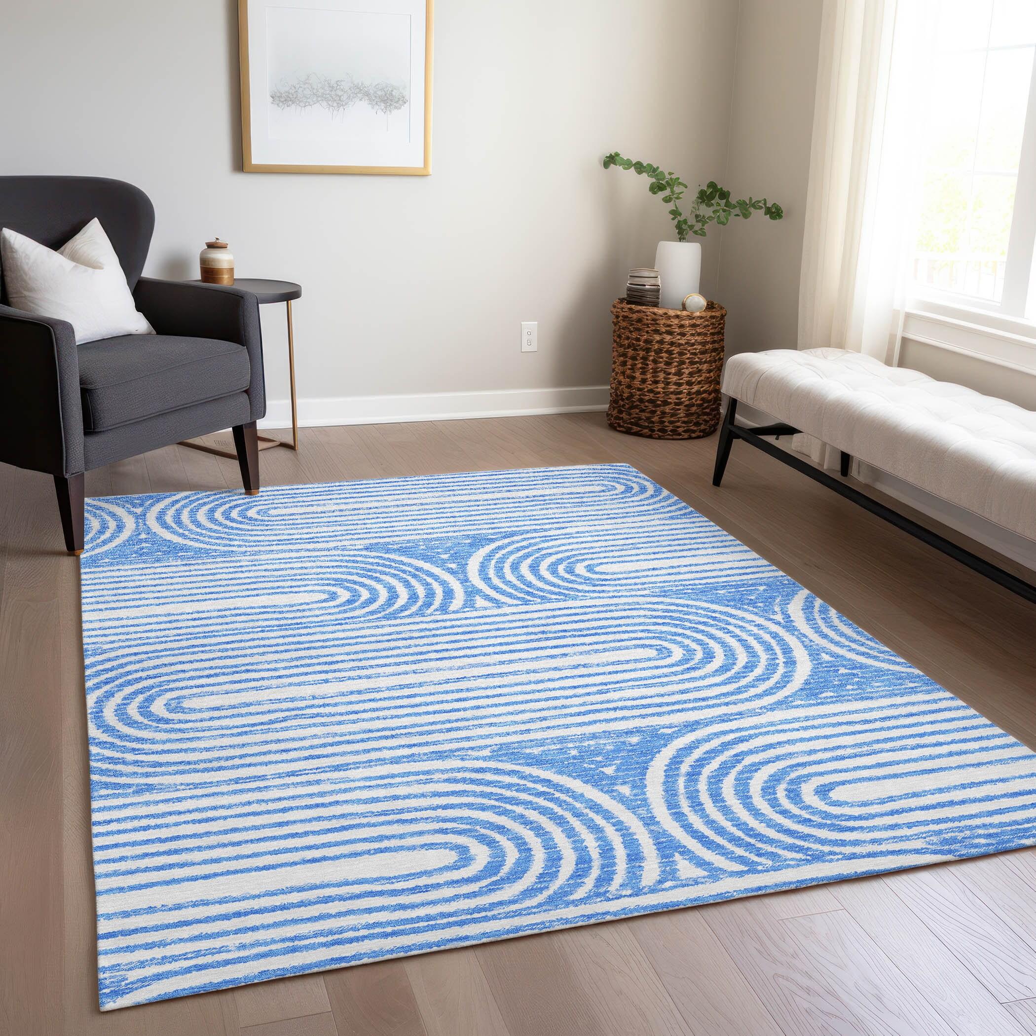 Addison Rugs Chantille ACN540 Blue 2'6" x 3'10" Indoor Outdoor Area Rug, Easy Clean, Machine Washable, Non Shedding, Bedroom, Living Room, Dining Room, Kitchen, Patio Rug