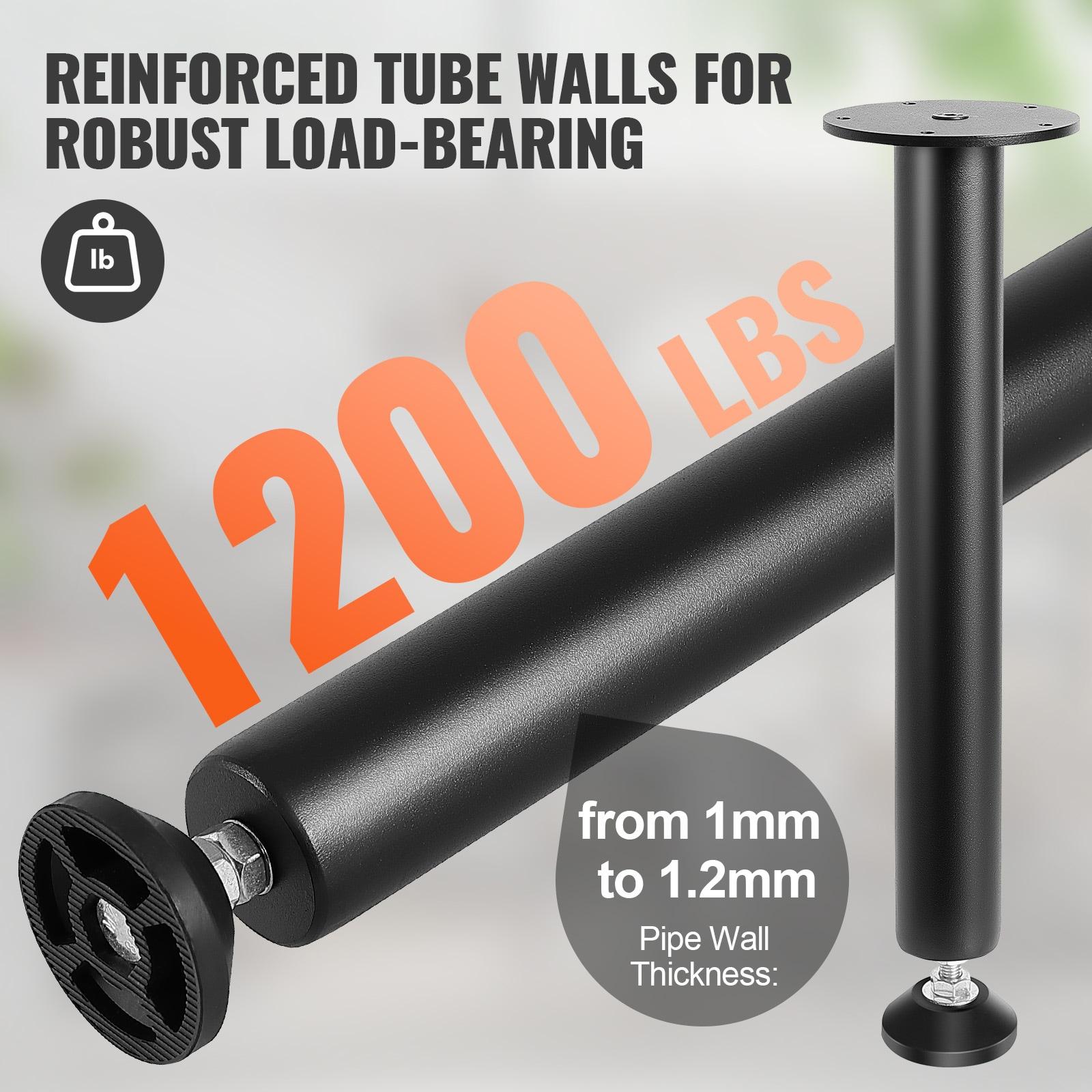 Symple Stuff Adjustable Desk Legs, Reinforced Steel Office Table Furniture legs Set of 4 for DIY, 1200 lbs Load Capacity Heavy Duty Desk Legs, Quick Instalation Legs with Adjustable Foot Cup Black (Set of 4)