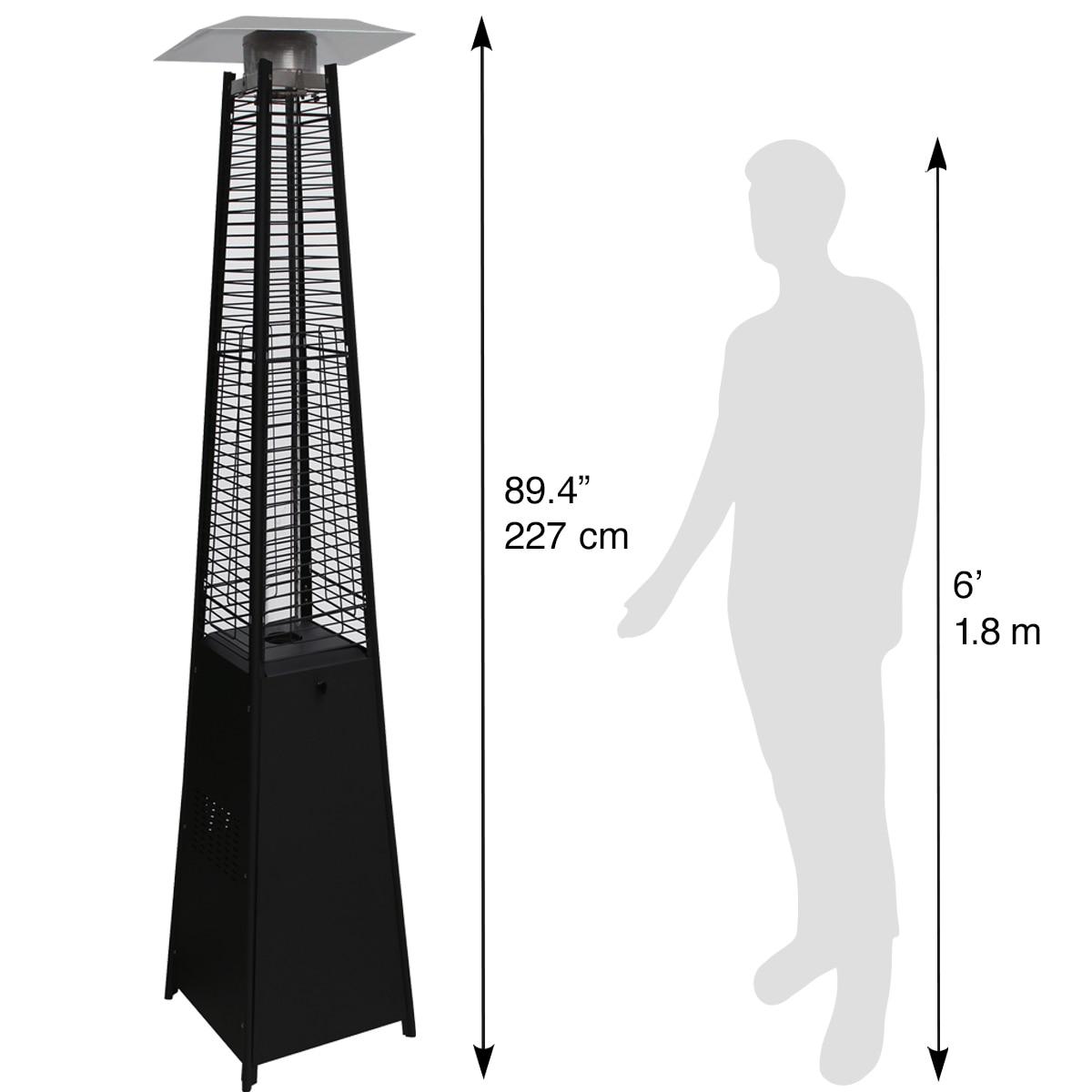Blue Sky Outdoor Living 42,000 BTU Standing 360° Pillar of Flame Gas Outdoor Patio Heater, Black
