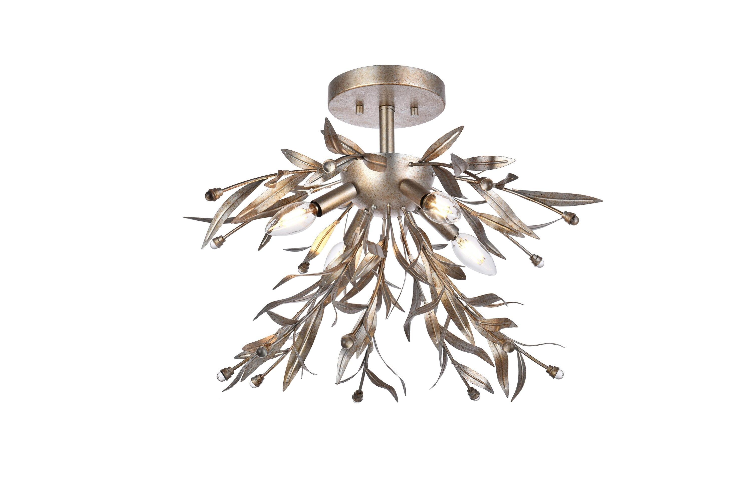 Elegant Lighting Priscilla 18.5 inch flush mount in silver leaf