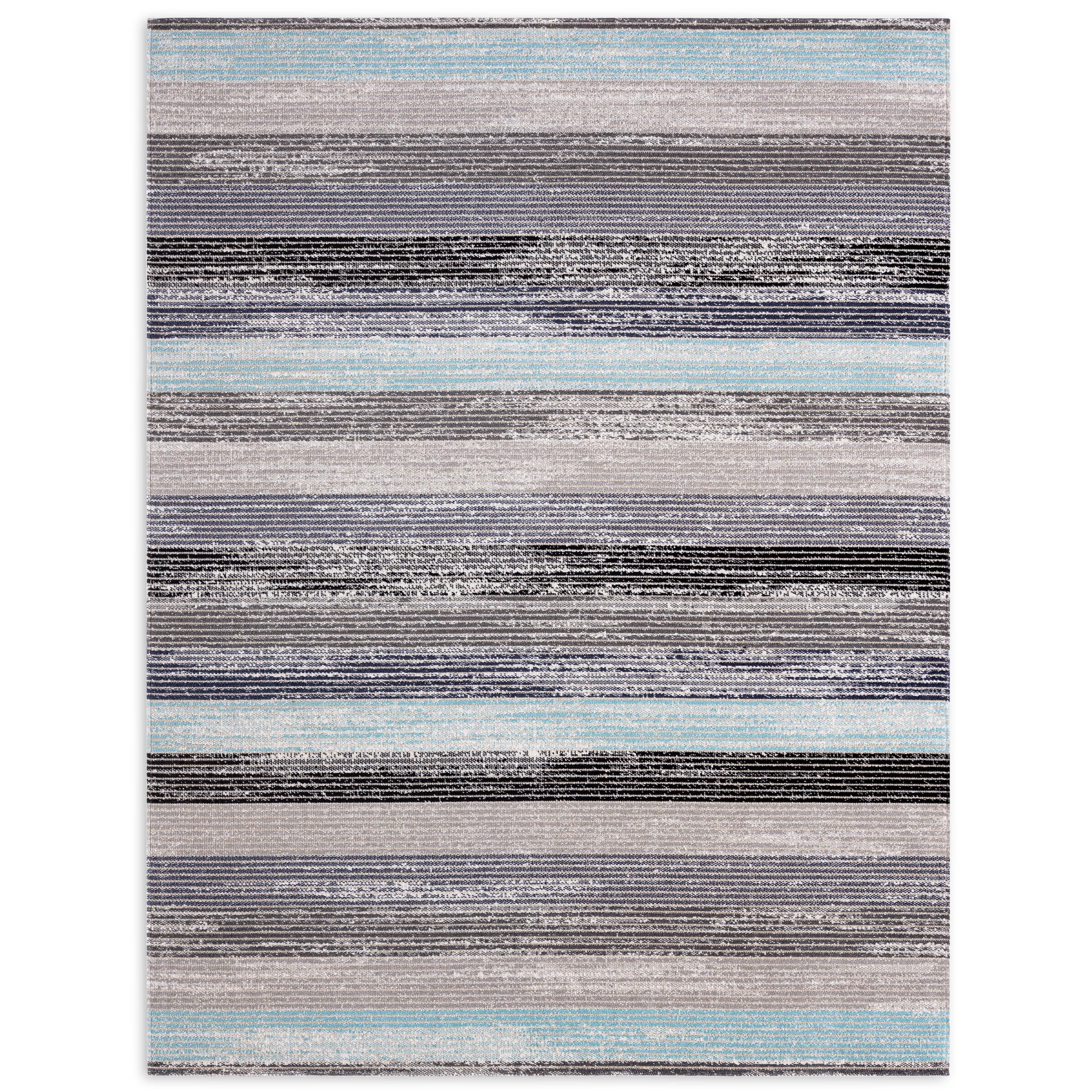 Nicole Miller New York Patio Sofia Estelle Contemporary Striped Indoor/Outdoor Area Rug, Gray/Blue