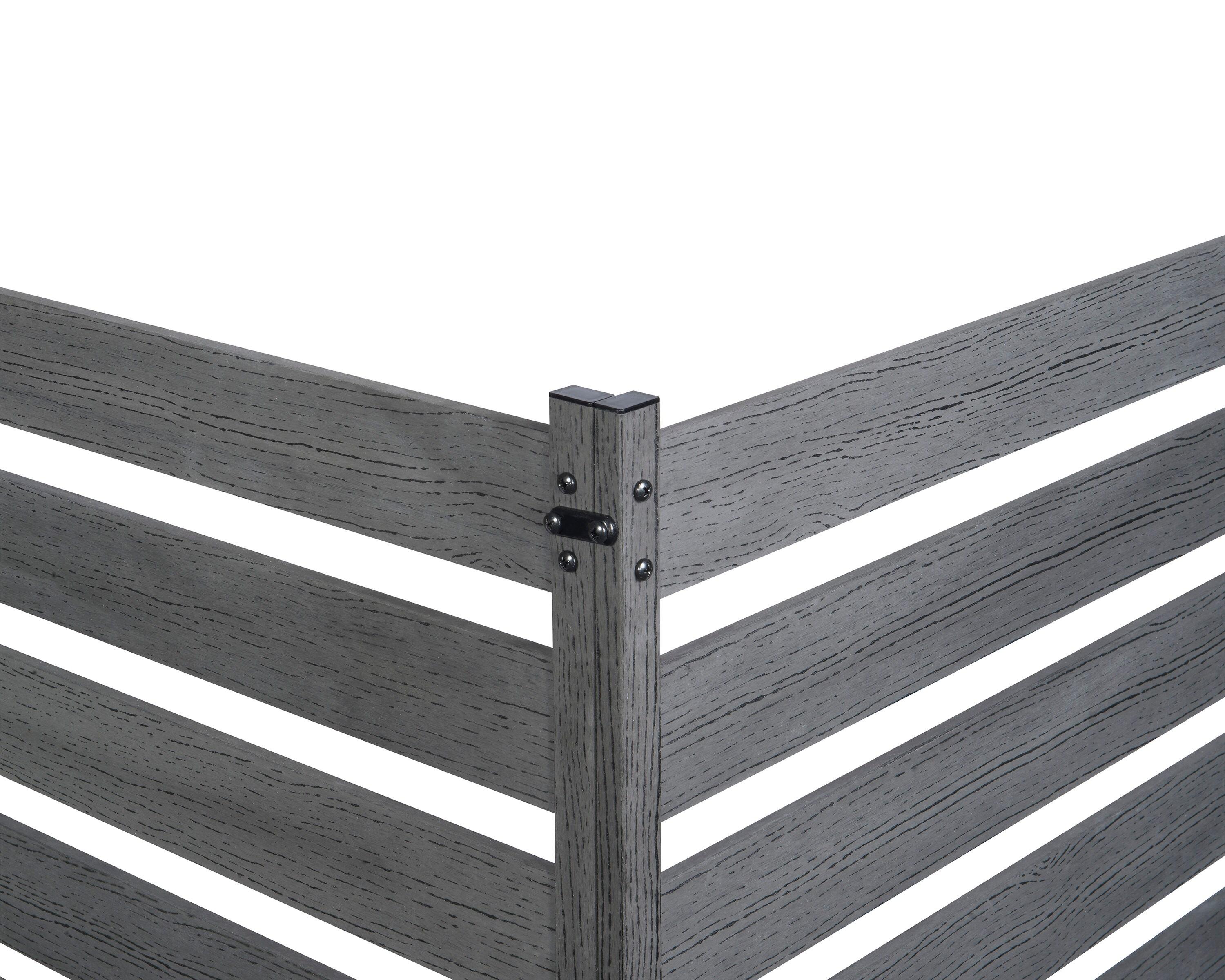 Zippity Outdoor Products 26in H x 24in W (3 Panels) No Dig Zippity Maui Fence Kit, Charcoal Color WoodTek Vinyl Fence Panel, Temporary Outdoor Border for Garden, Easy Install DIY Fence for Backyard, Patio, & Deck, ZP19066