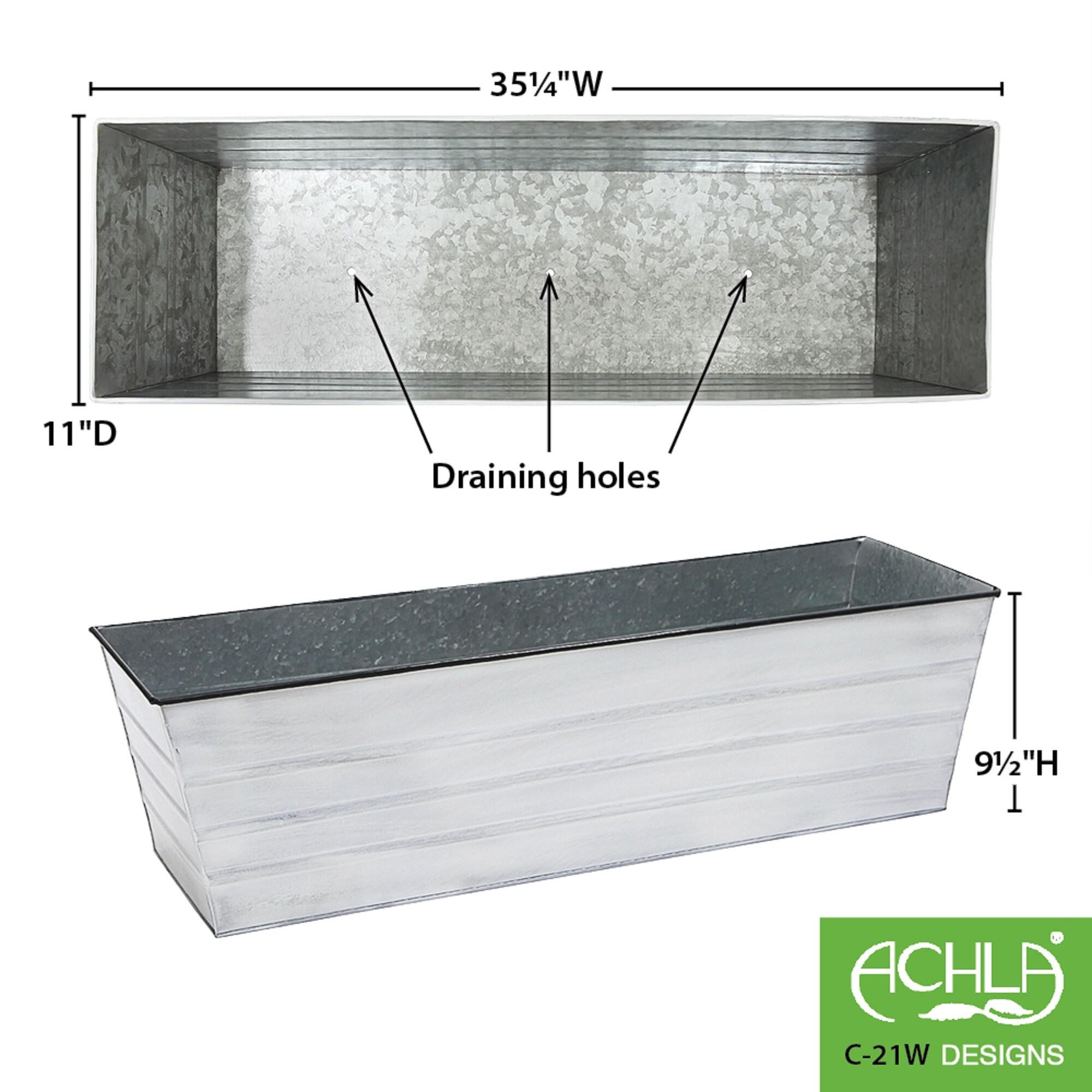 35.25" Large Galvanized Steel Flower Box Planter Cape Cod White - ACHLA Designs: Wall-Mountable, Rectangular Storage Container