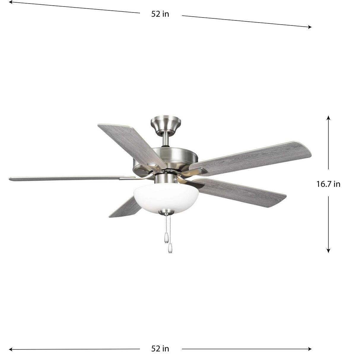 AirPro 52 in. Brushed Nickel 5-Blade AC Motor Ceiling Fan with Light