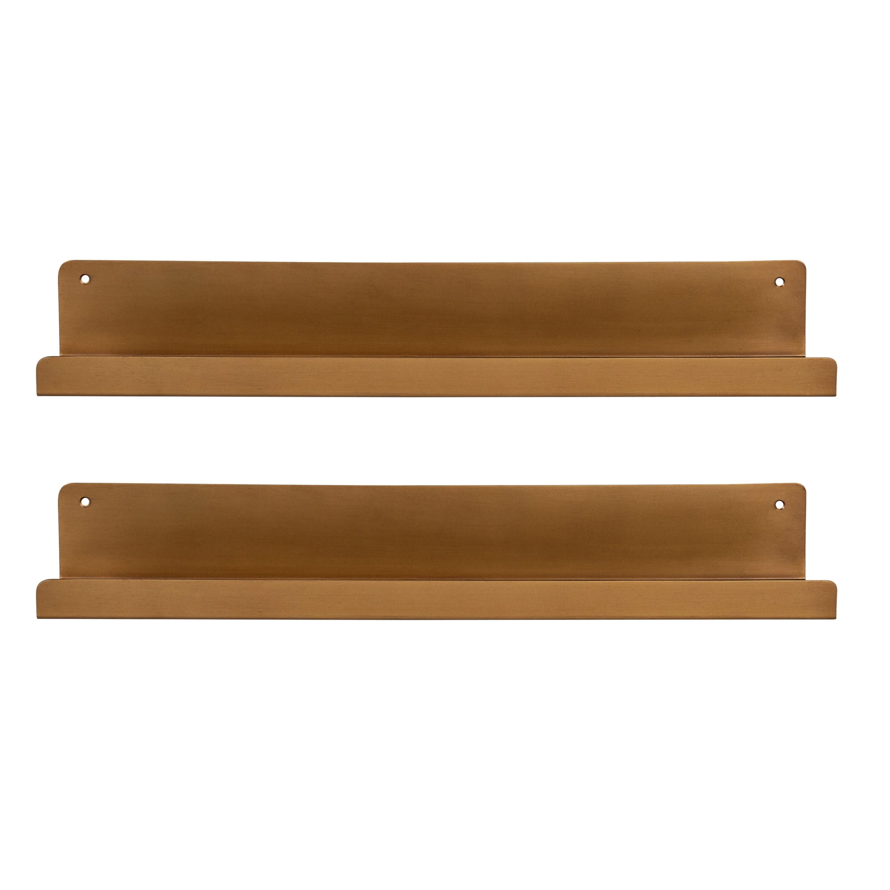 Kate & Laurel All Things Decor 2pc Mezzo Modern Metal Ledge Shelf Set Gold : Display Storage, Pre-Drilled