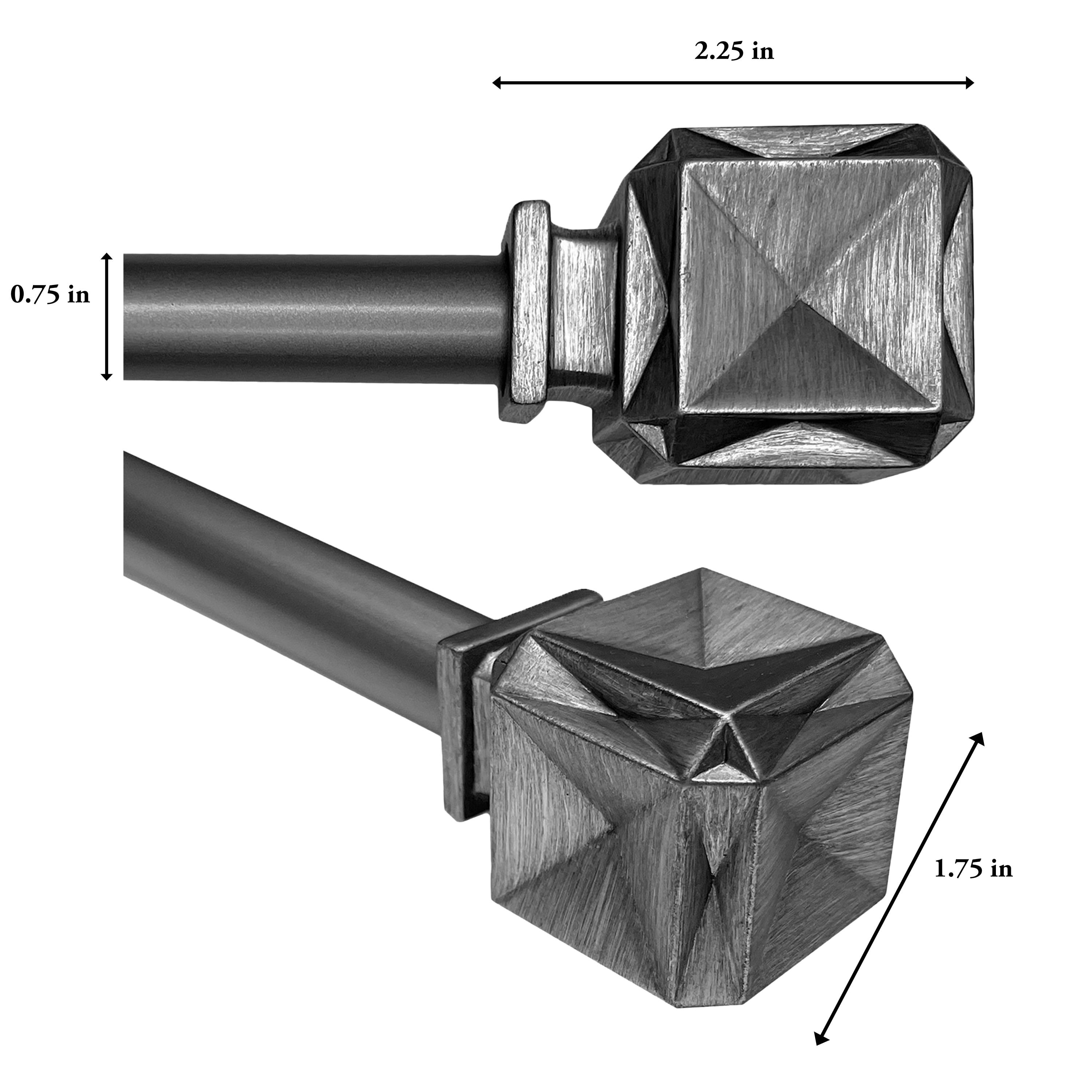 Versailles Scencillo Boxy Steel Heavy Duty Curtain Rod Set for Windows 36" - 72" Antique Silver