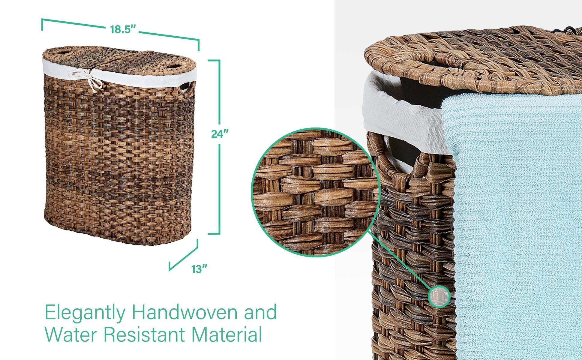 Handwoven Double Lidded Oval Hamper Sorter