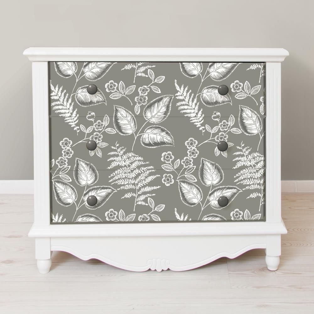 Grey Vinyl Foliage Peel and Stick Wallpaper, 30.75-Sq. Feet
