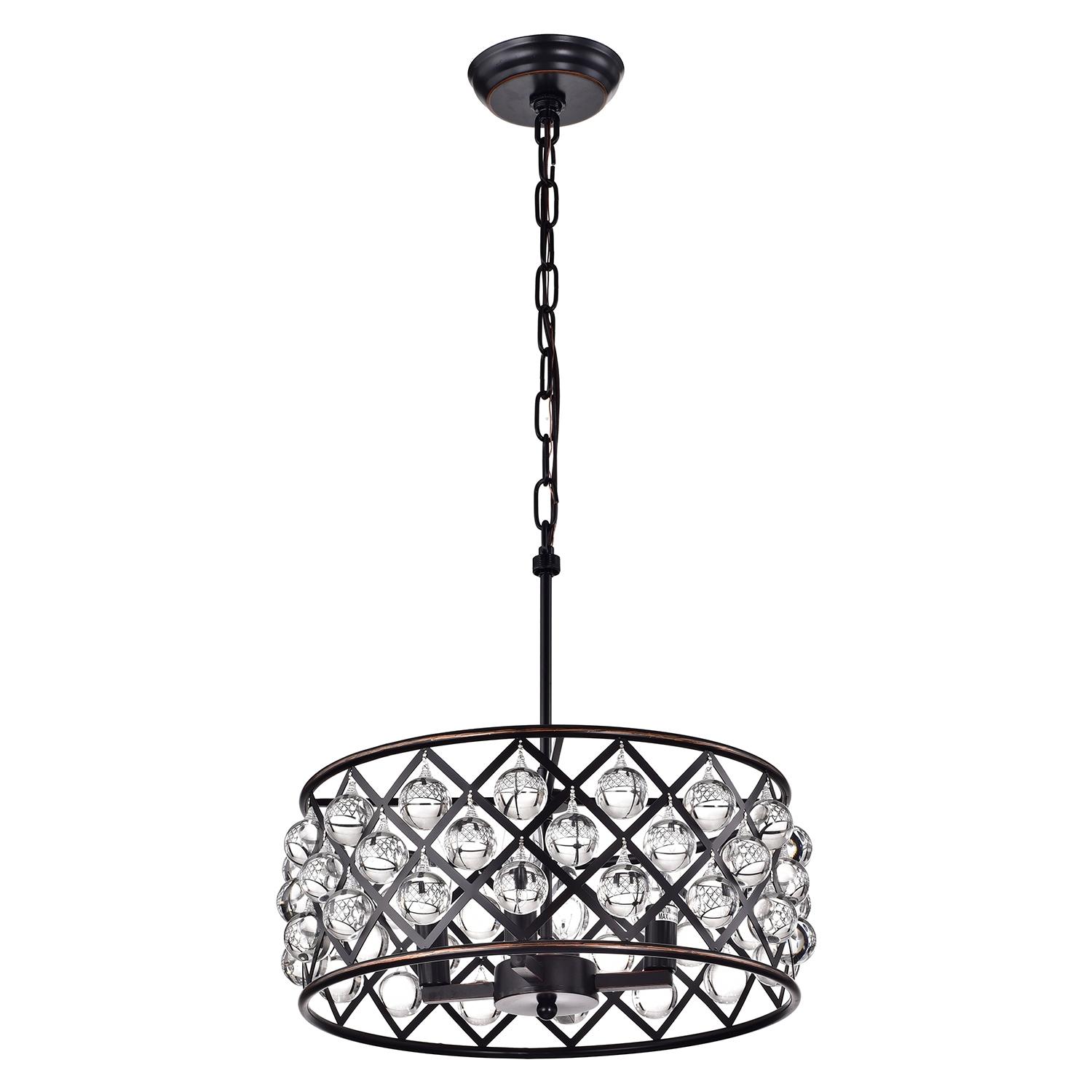 Azha 4-Light Oil Rubbed Bronze Crystal Drum Chandelier