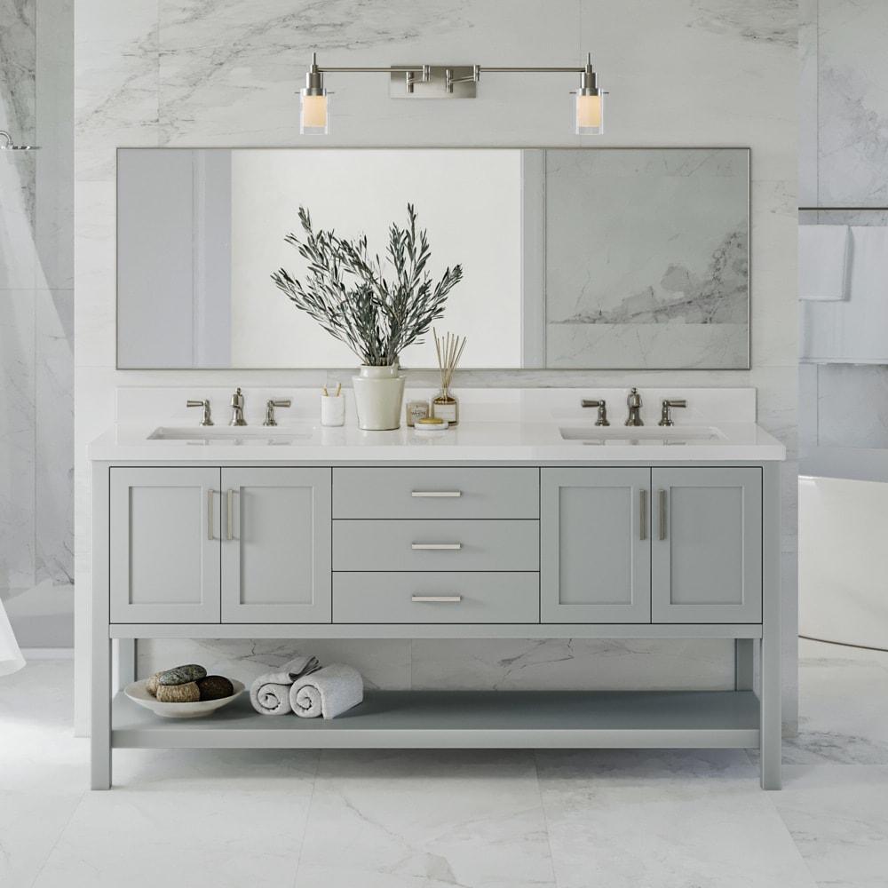 Ariel S073dwqrvo Magnolia 72" Free Standing Double Basin Vanity Set - Grey / Pure White