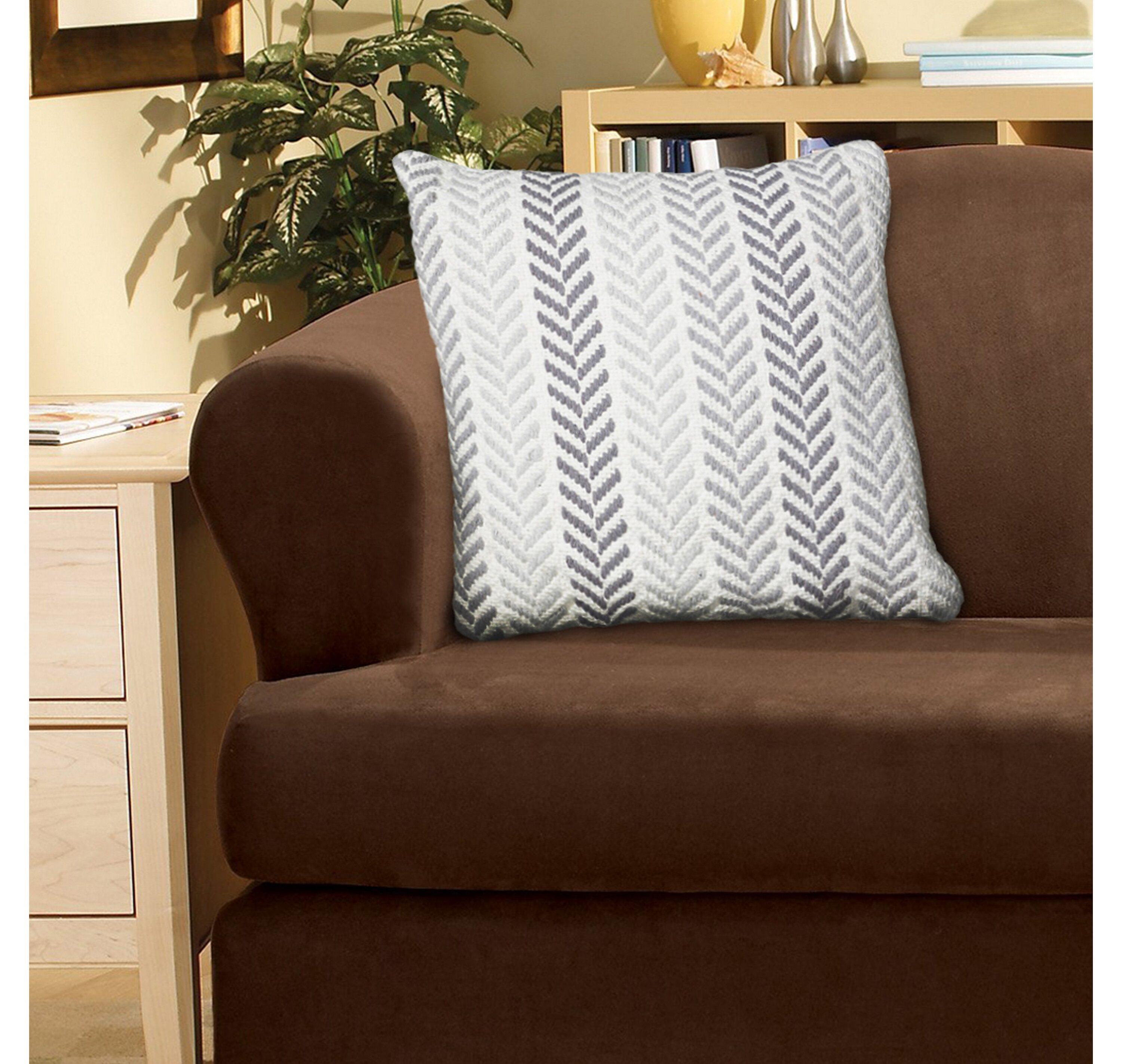 Gray Chevron Cotton Square Throw Pillow 18" x 18"