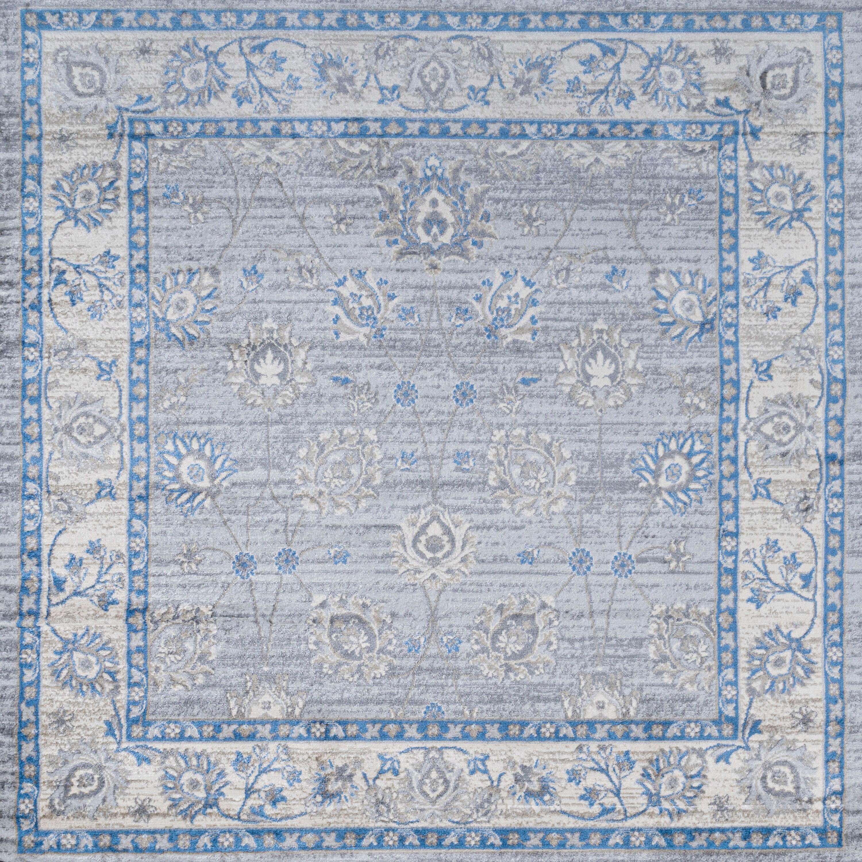 6' x 6' Modern Persian Vintage Moroccan Traditional Area Rug, Gray/Blue - JONATHAN Y