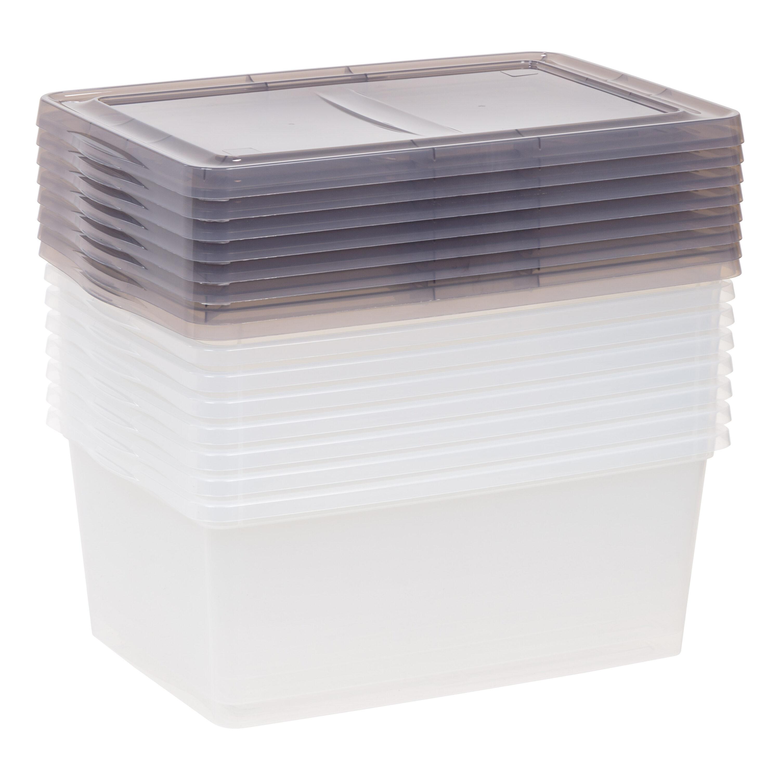 IRIS 17qt 8pk Snap Top Plastic Storage Bin: Stackable, Transparent, Portable, Nesting Utility Totes with Lids