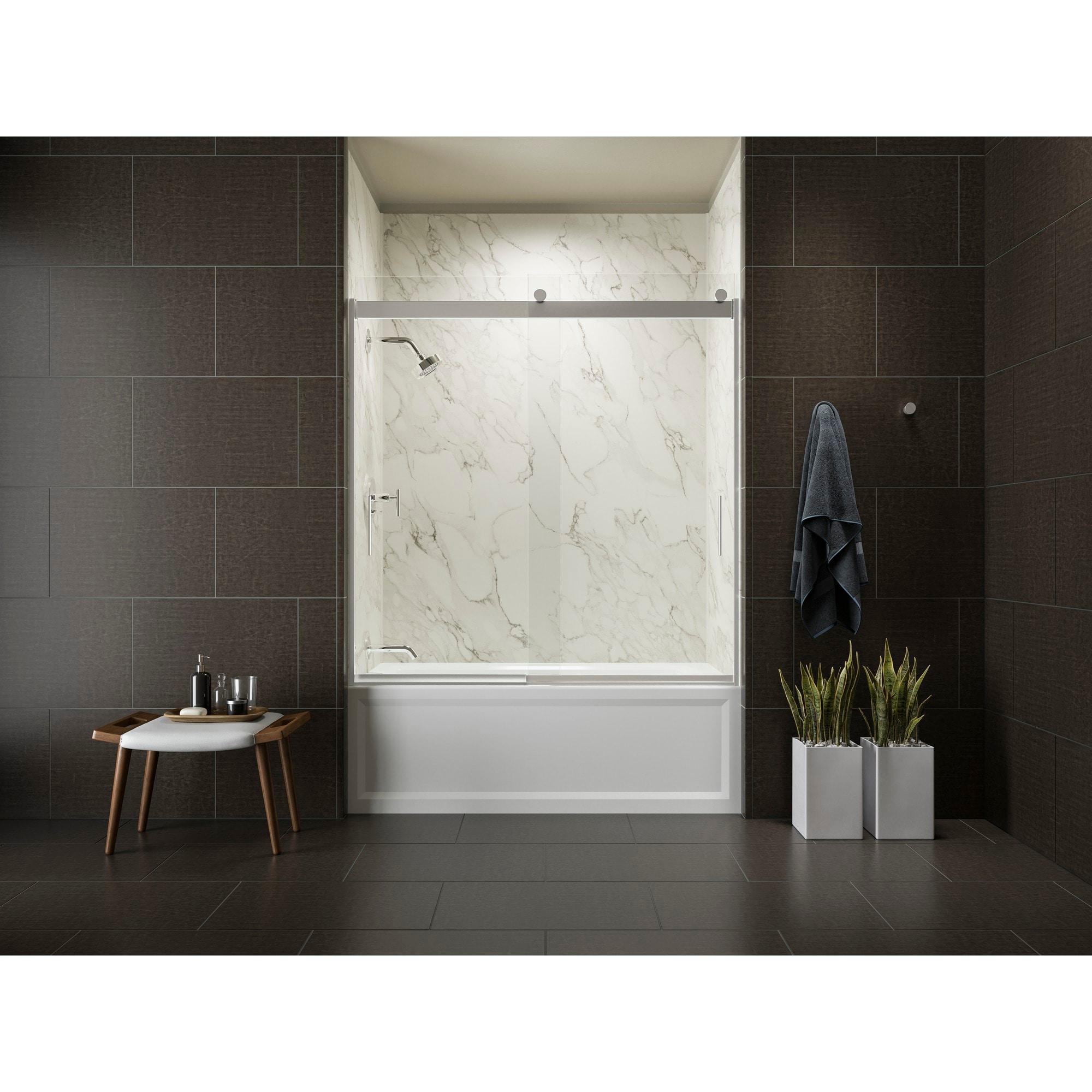 Levity 59.62" x 62" Bypass Bath Door with CleanCoat® Technology