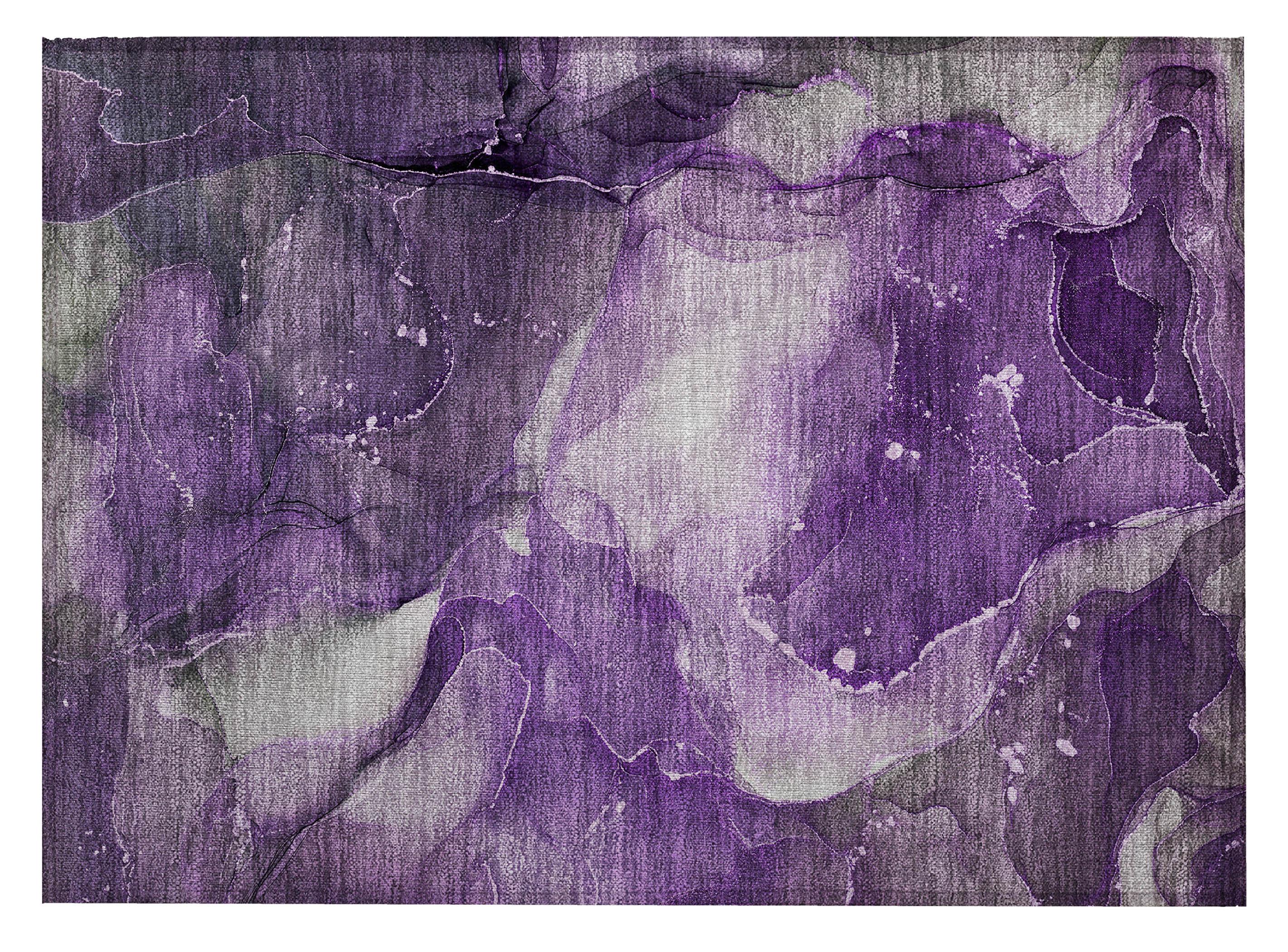 Addison Rugs Chantille Indoor/Outdoor Transitional Watercolors Purple Washable Rectangle Rug, 1'8" x 2'6"