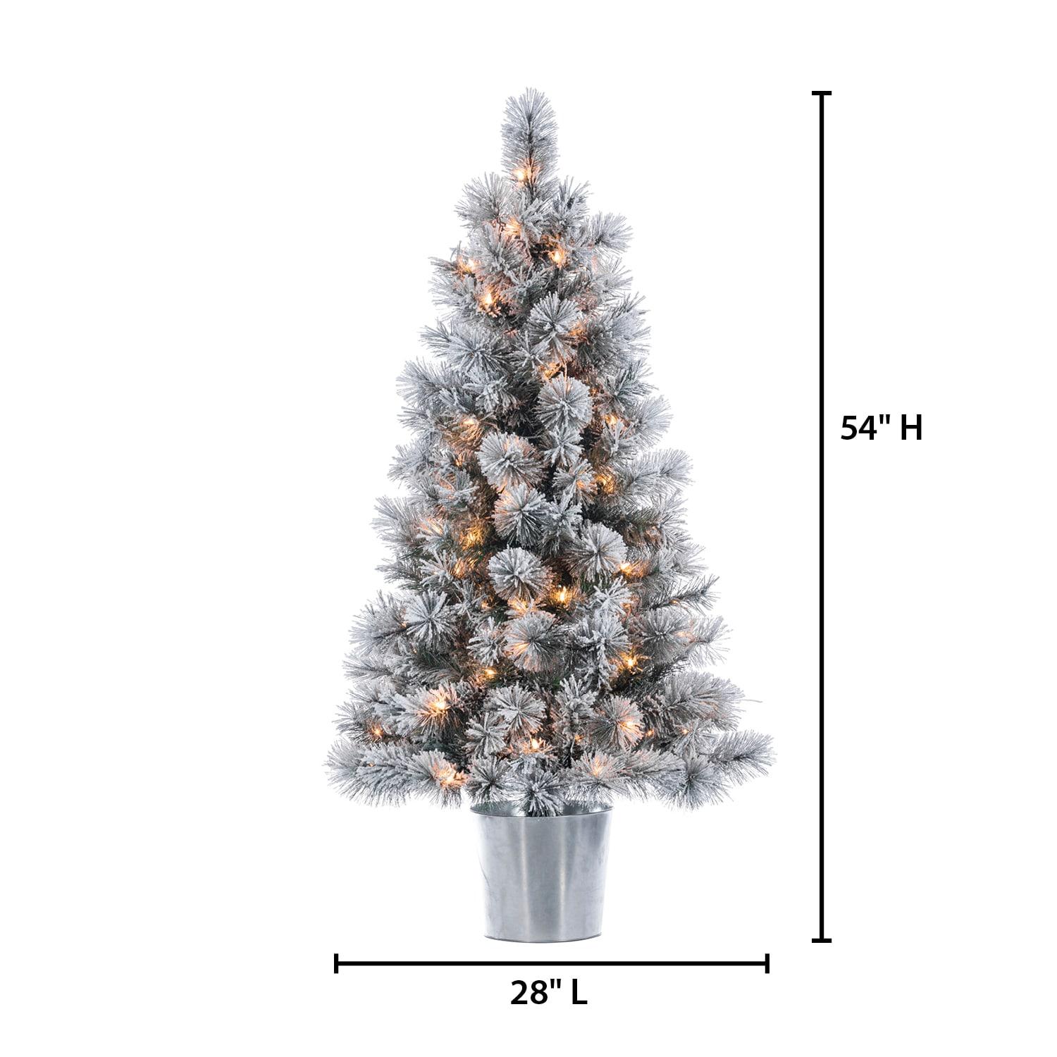 Gerson 4.5 ft. Pre Lit Clear UL Potted Flocked Hard Needle Boise Pine