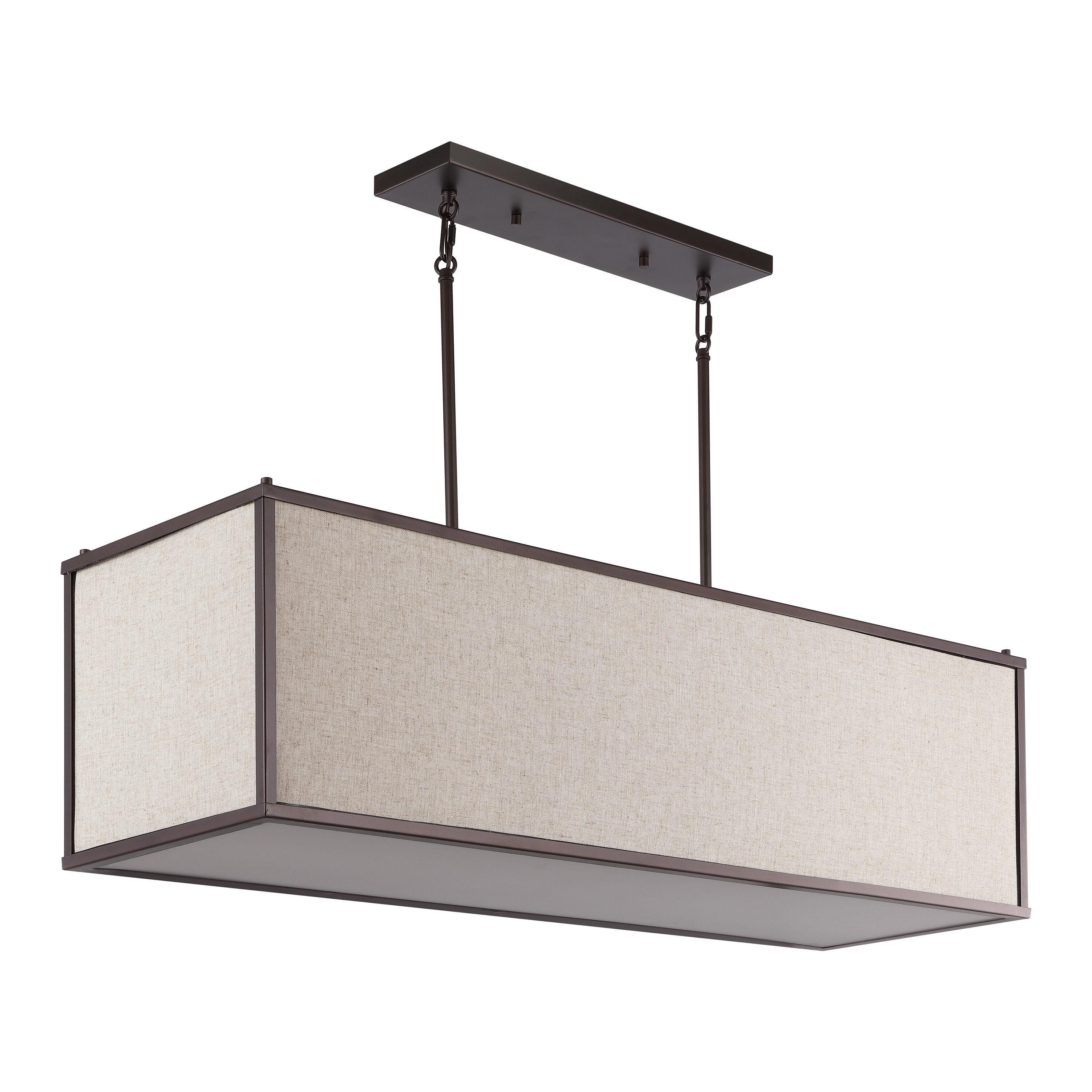 JONATHAN Y JYL1312A Cole 42" 4-Light Rectangular Linen Iron Linear LED Pendant, Farmhouse, Industrial, Coastal, Contemporary, Modern, Minimalist for Bedroom, Living Room, Office, Oil Rubbed Bronze