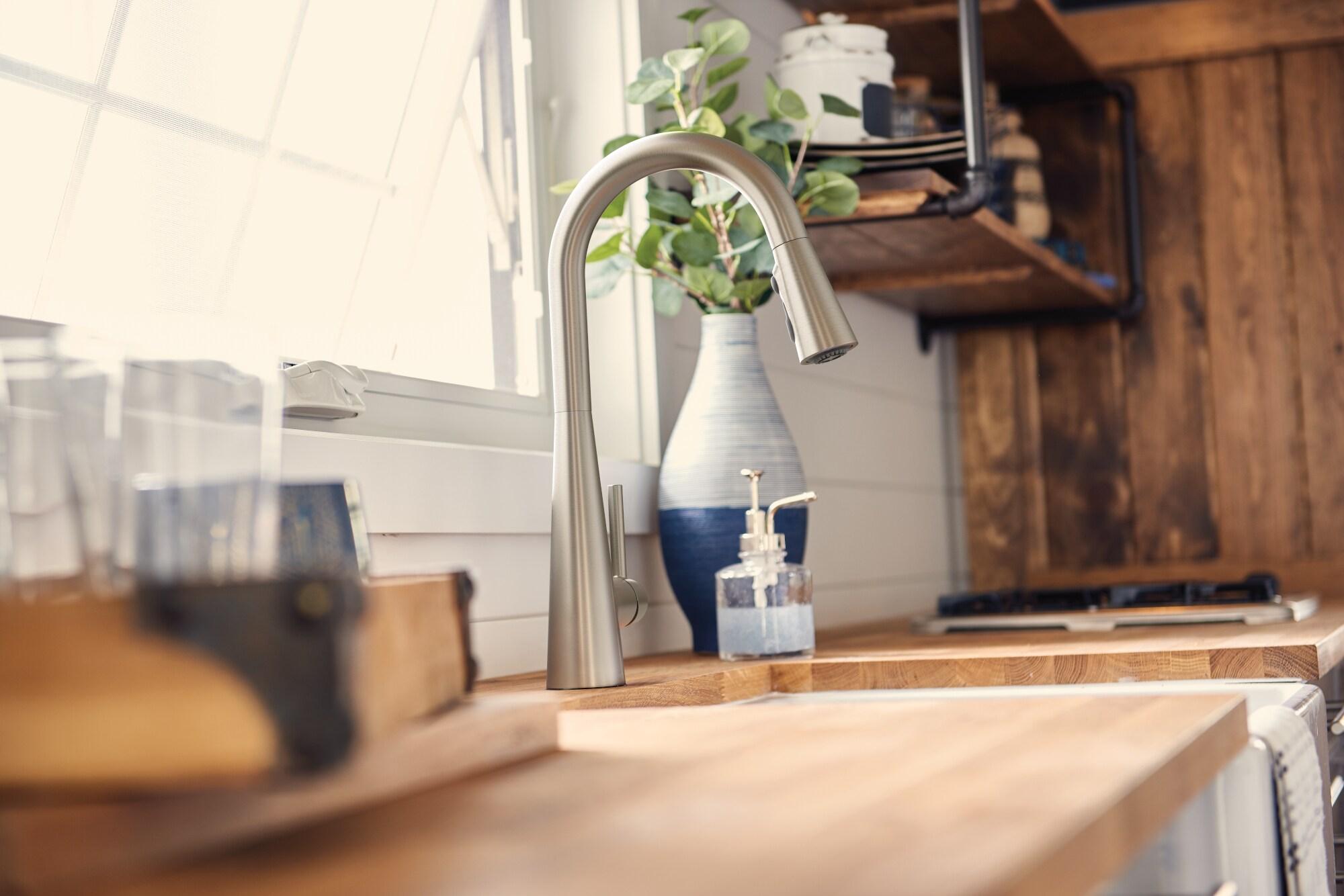 Moen Sleek Pull Down Single Handle Kitchen Faucet with Power Boost Technology and Duralock