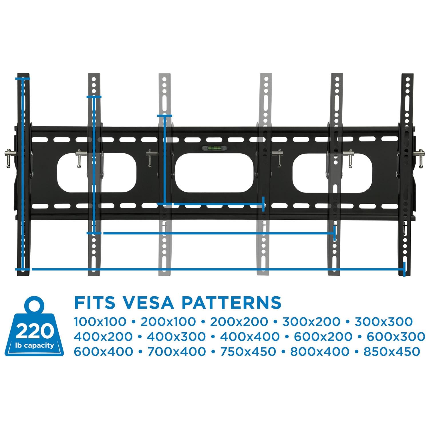 Mount-It! Low-Profile Tilting TV Mount | Flush Mount TV Bracket Wide | Ultra-Thin TV Mount with Tilt for 42-70 in. Screen TVs | 220 lbs. Capacity