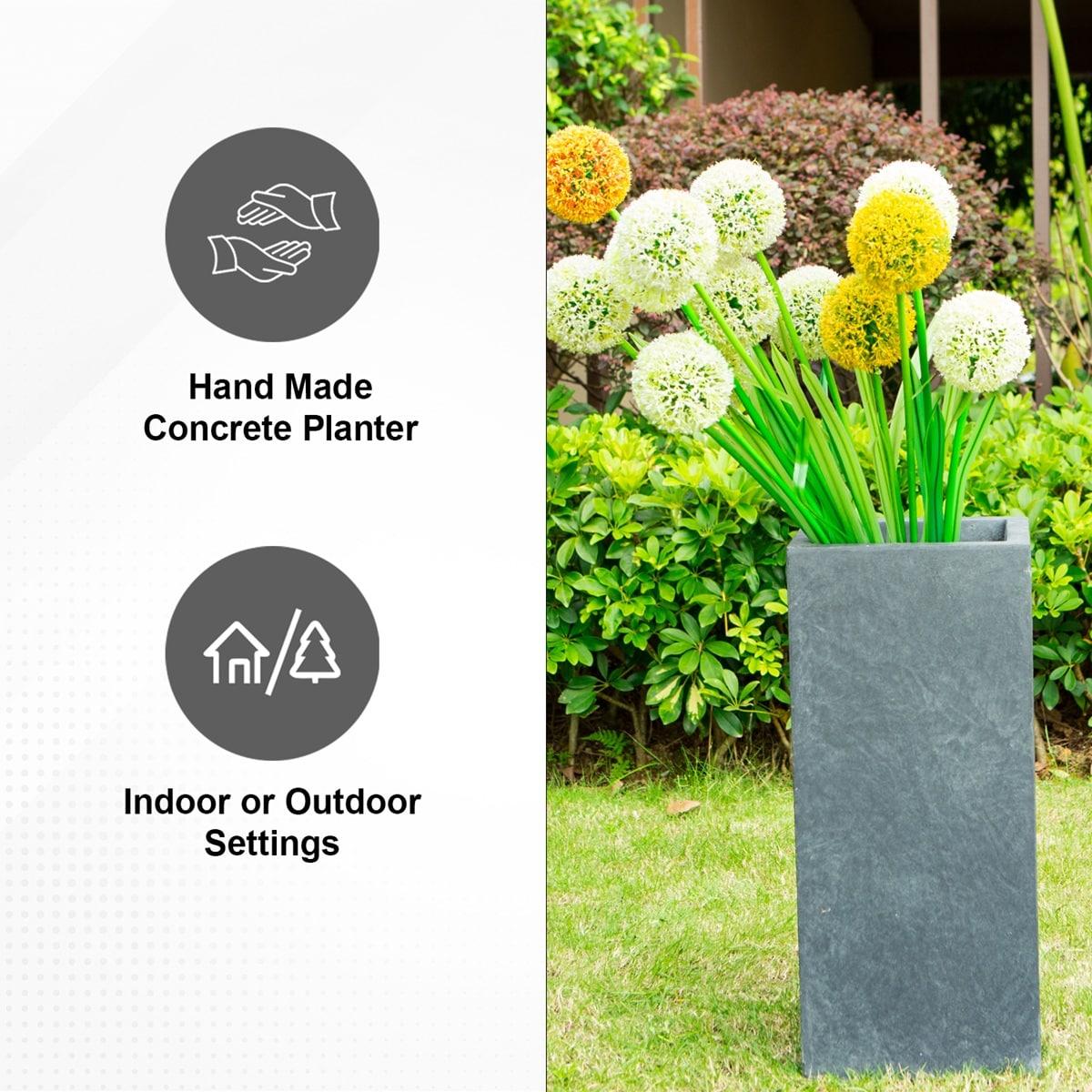 Rosemead Home & Garden, Inc. 24" x 11" Rectangular Kante Lightweight Modern Tall Outdoor Planter Charcoal