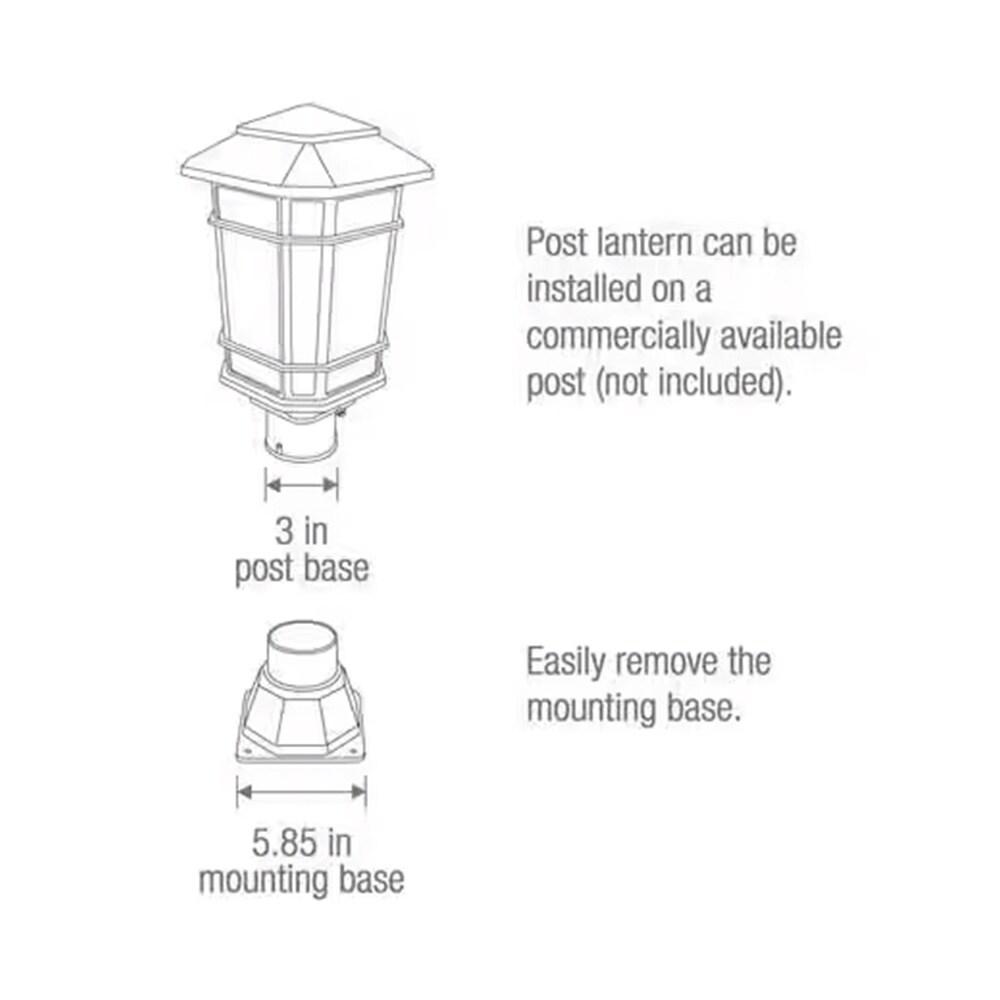 KODA Williams 18.6-in Black Craftsman Outdoor Pier mount with Dusk-to Dawn Sensor Photocell Sensor