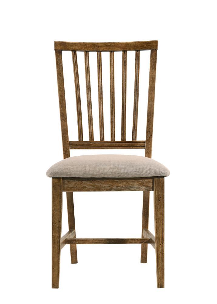 Acme Wallace II Side Chair (Set-2), Tan Linen & Weathered Oak Finish