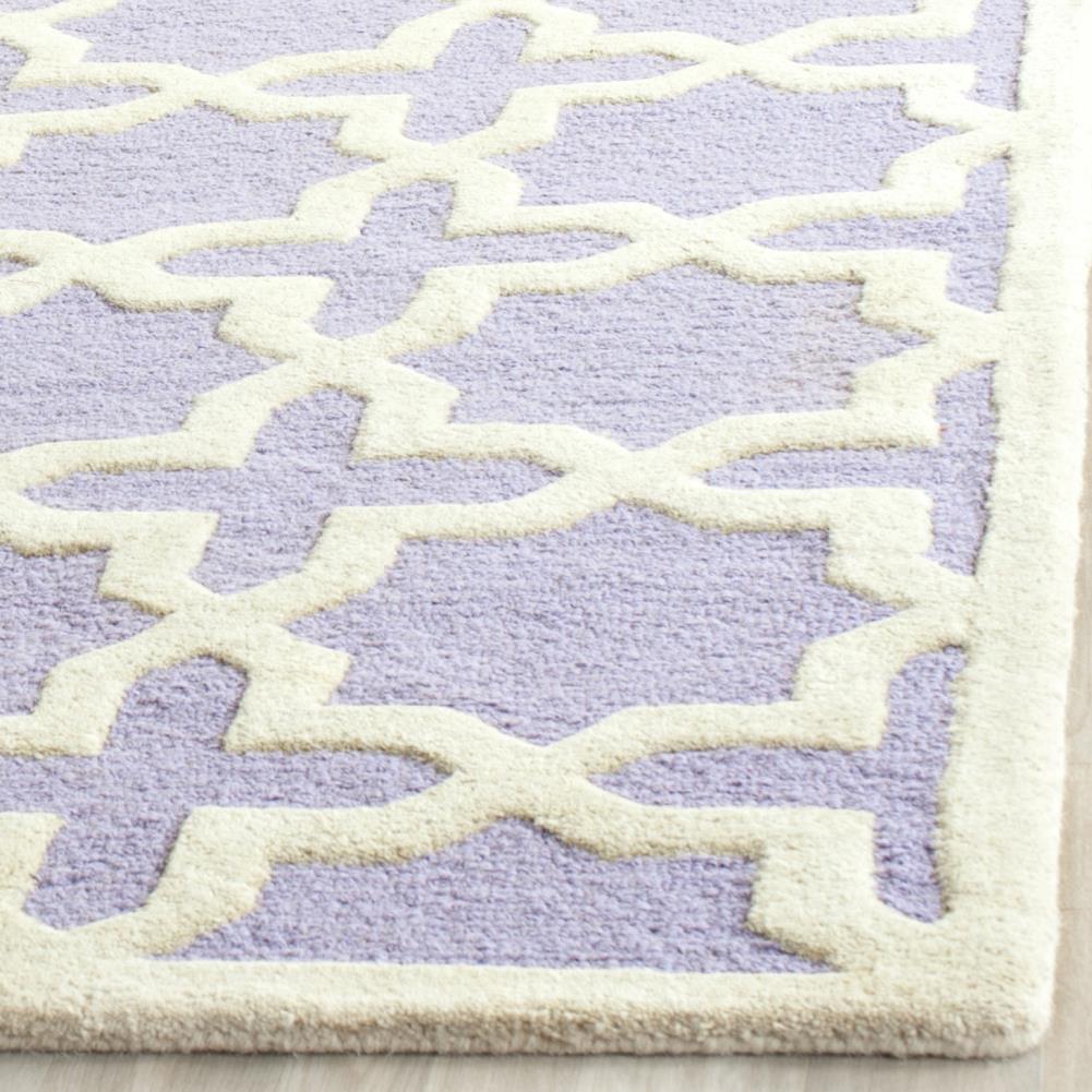 Lavender and Ivory Hand-Tufted Wool 9' x 12' Area Rug